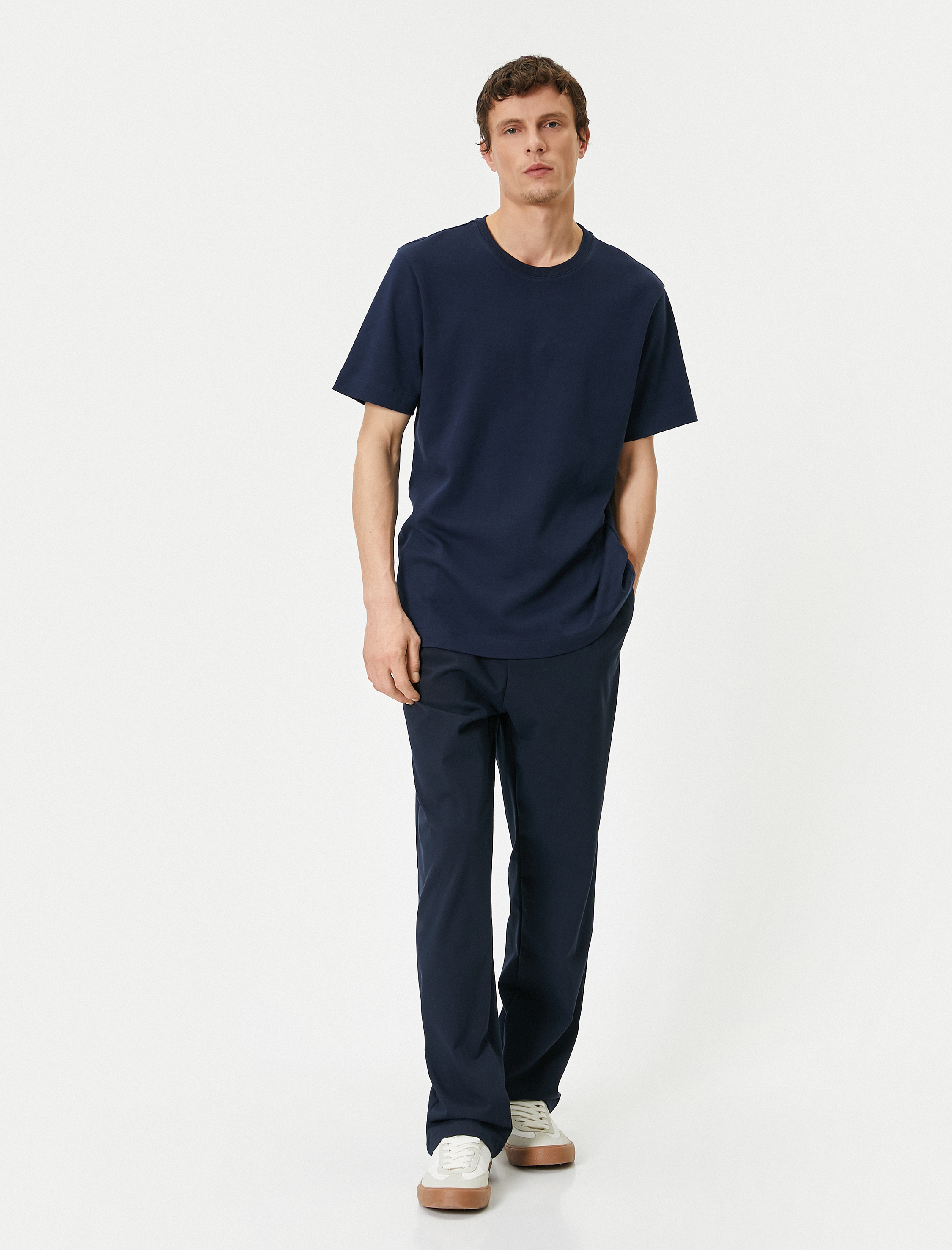   Basic Tişört Bisiklet Yaka Kısa Kollu Pamuklu