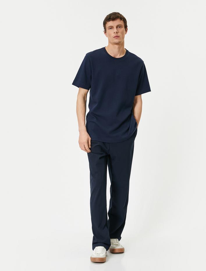  Basic Tişört Bisiklet Yaka Kısa Kollu Pamuklu