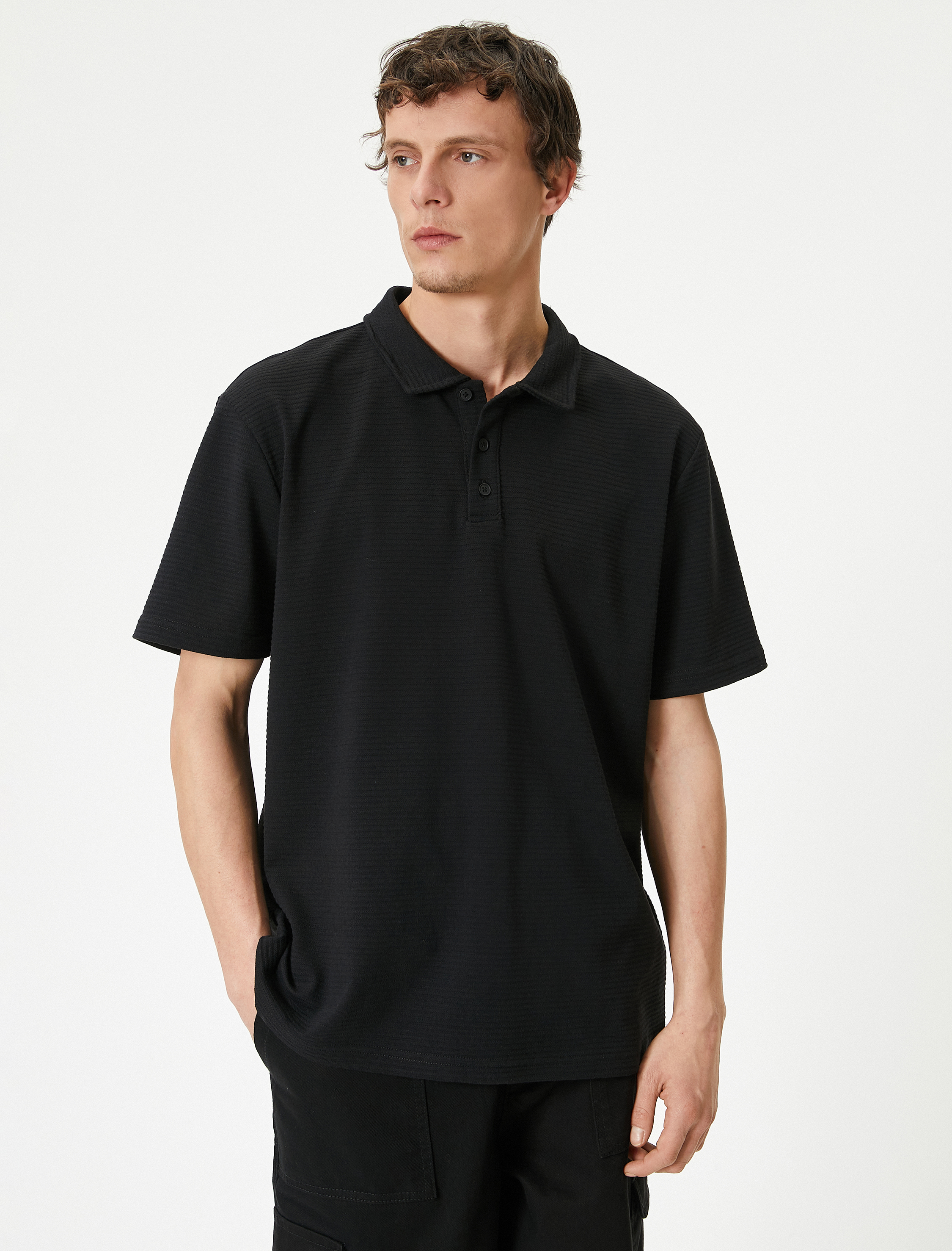   Polo Yaka Tişört Slim Fit Kısa Kollu Düğmeli