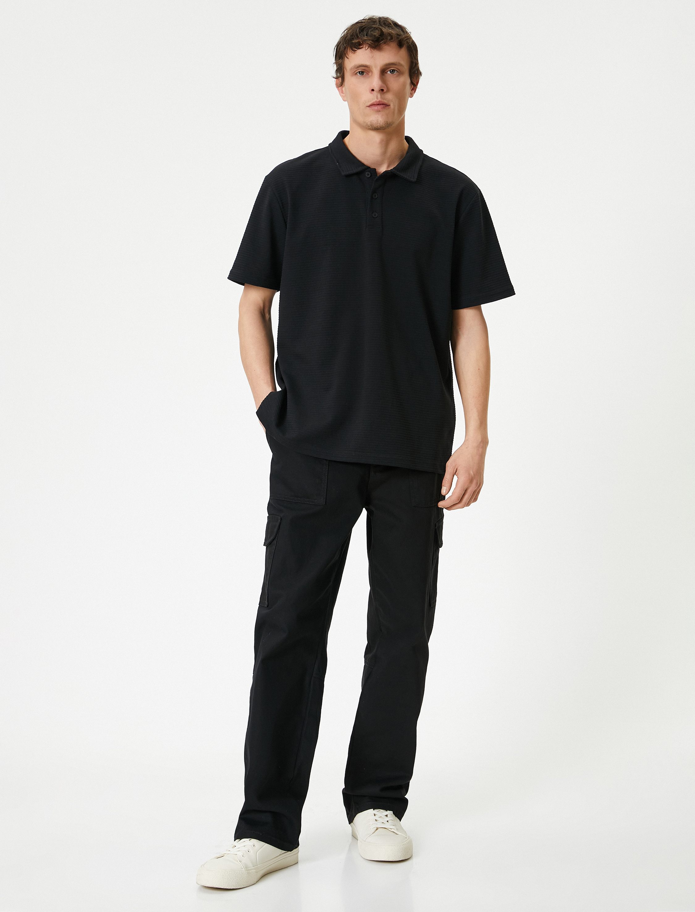   Polo Yaka Tişört Slim Fit Kısa Kollu Düğmeli