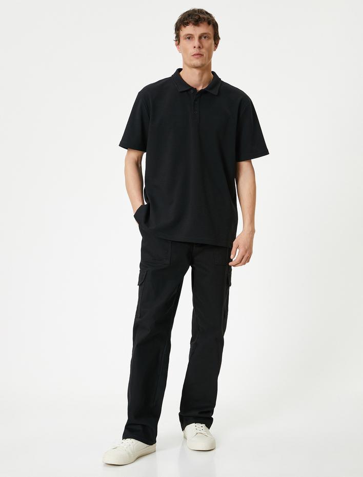  Polo Yaka Tişört Slim Fit Kısa Kollu Düğmeli