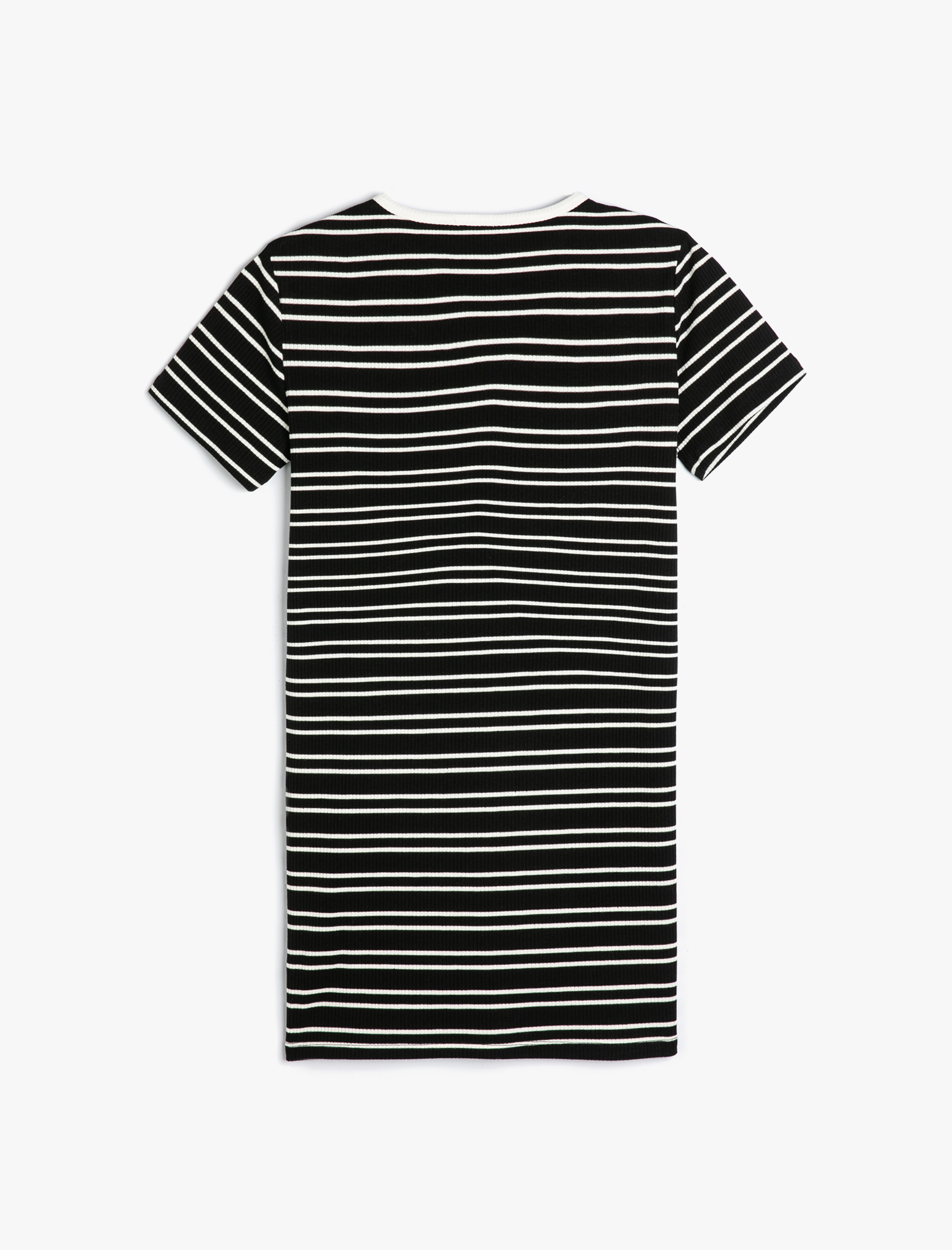  Kız Çocuk Elbise Kısa Kollu Bisiklet Yaka Ribanalı