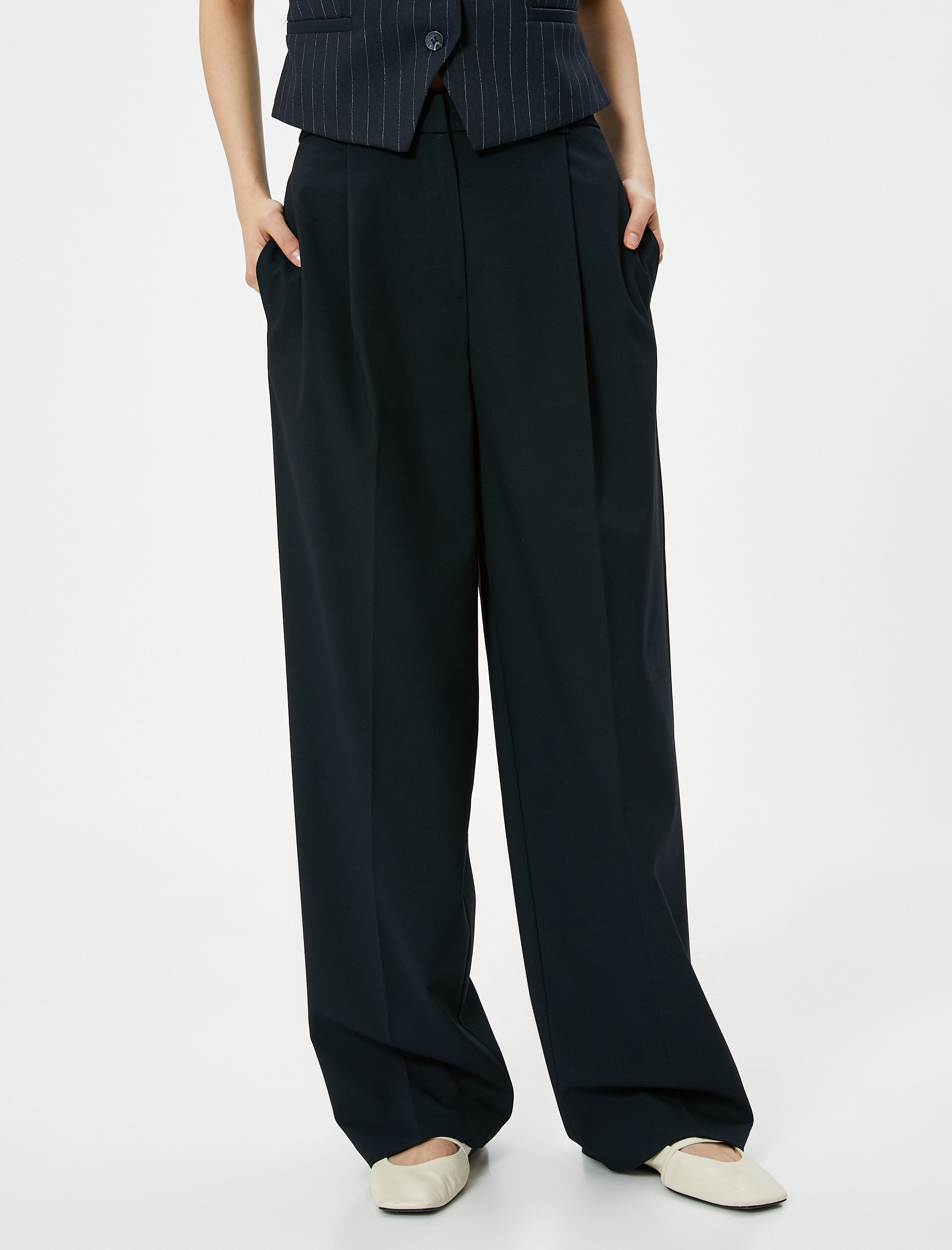   Kumaş Pantolon Pile Detaylı Cepli