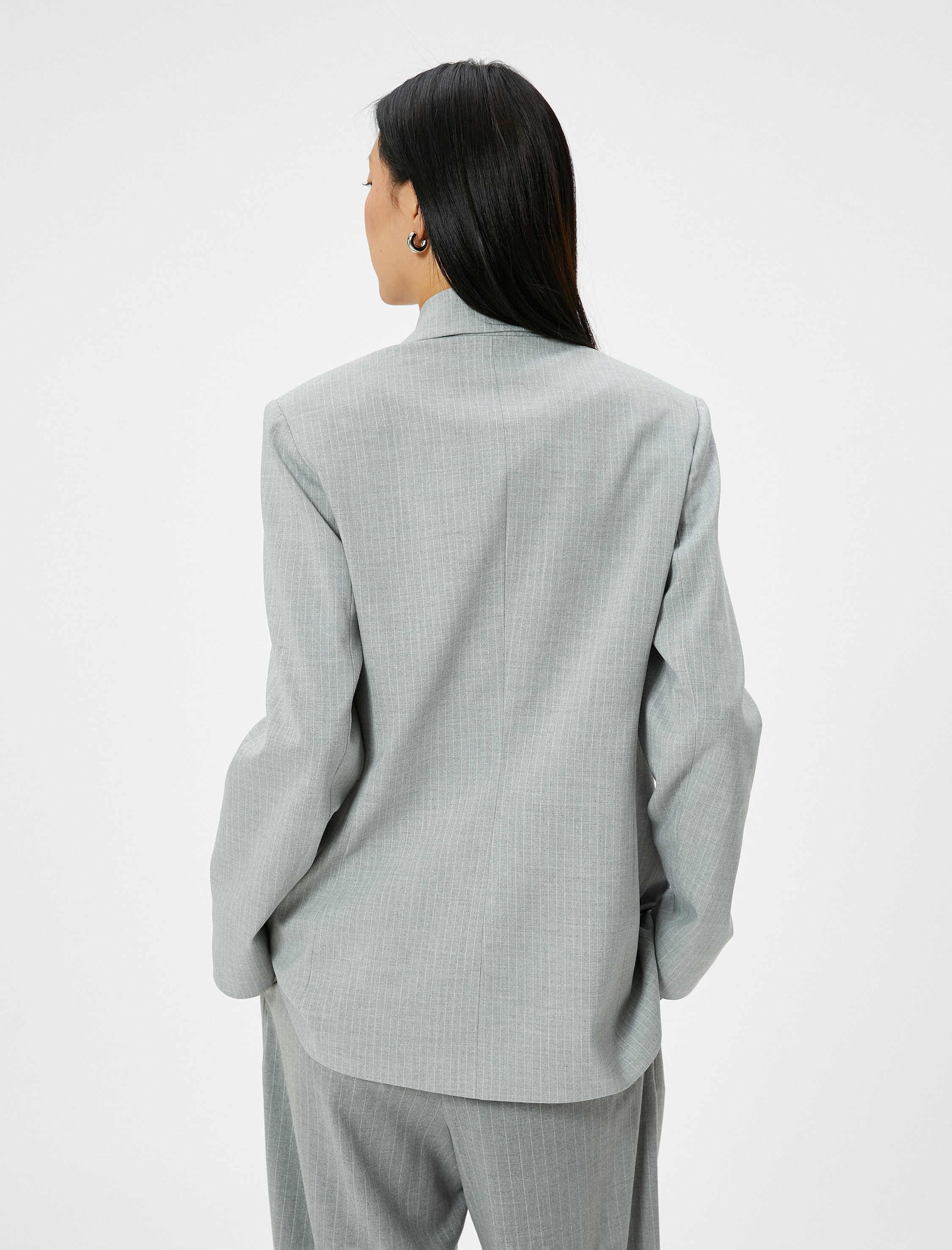   Kruvaze Blazer Ceket Düğmeli Cepli Standart Kesim