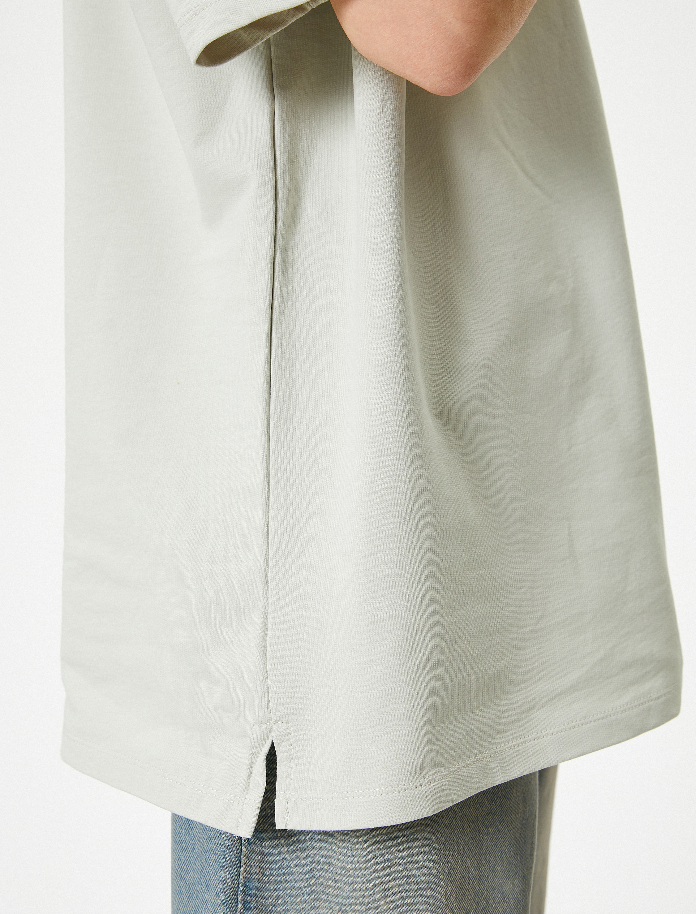   Basic Oversize Tişört Bisiklet Yaka Düşük Omuzlu Kısa Kollu Pamuklu