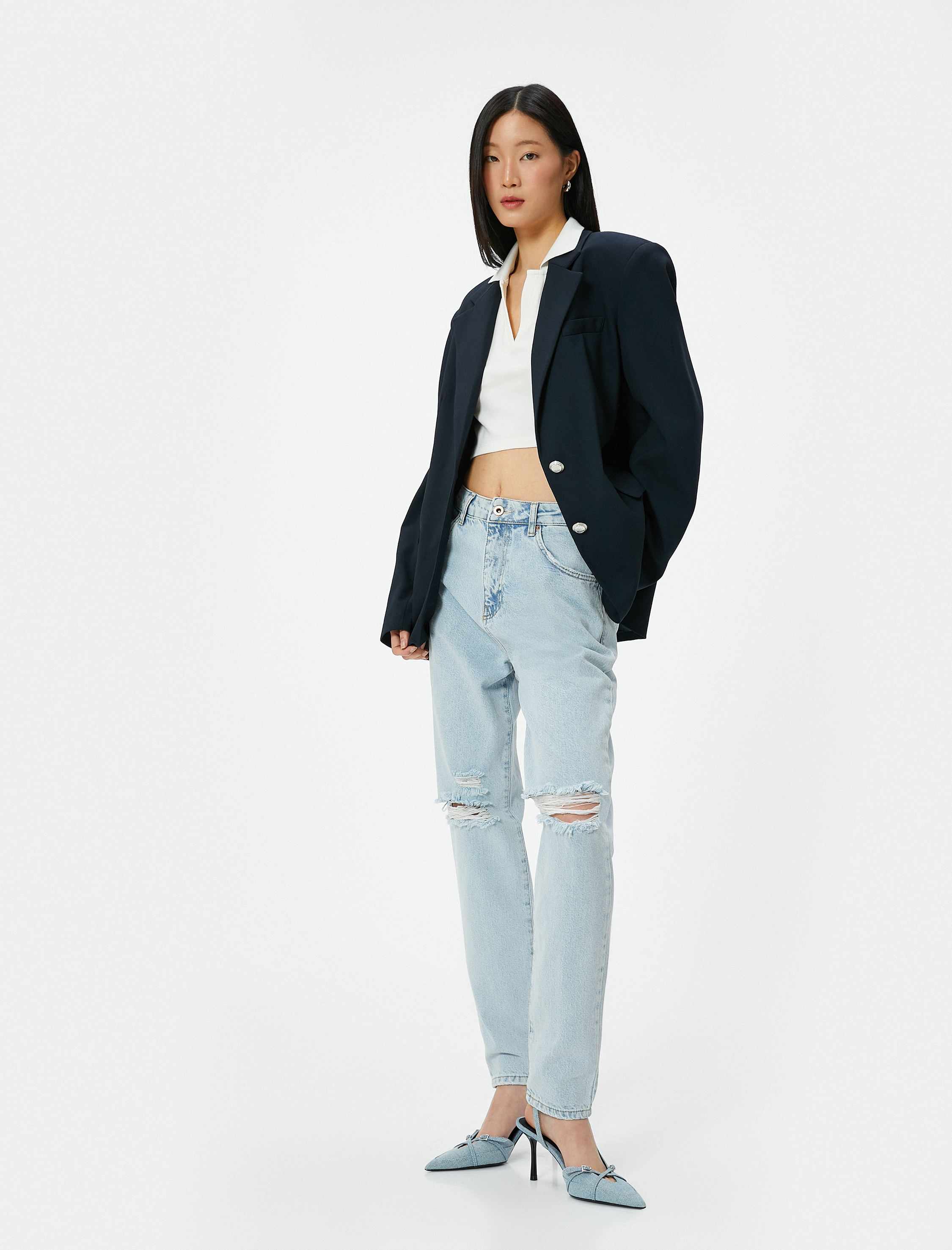   Rahat Kesim Yüksek Bel Kot Pantolon - Mom Jeans