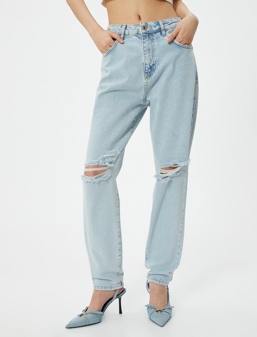   Rahat Kesim Yüksek Bel Kot Pantolon - Mom Jeans