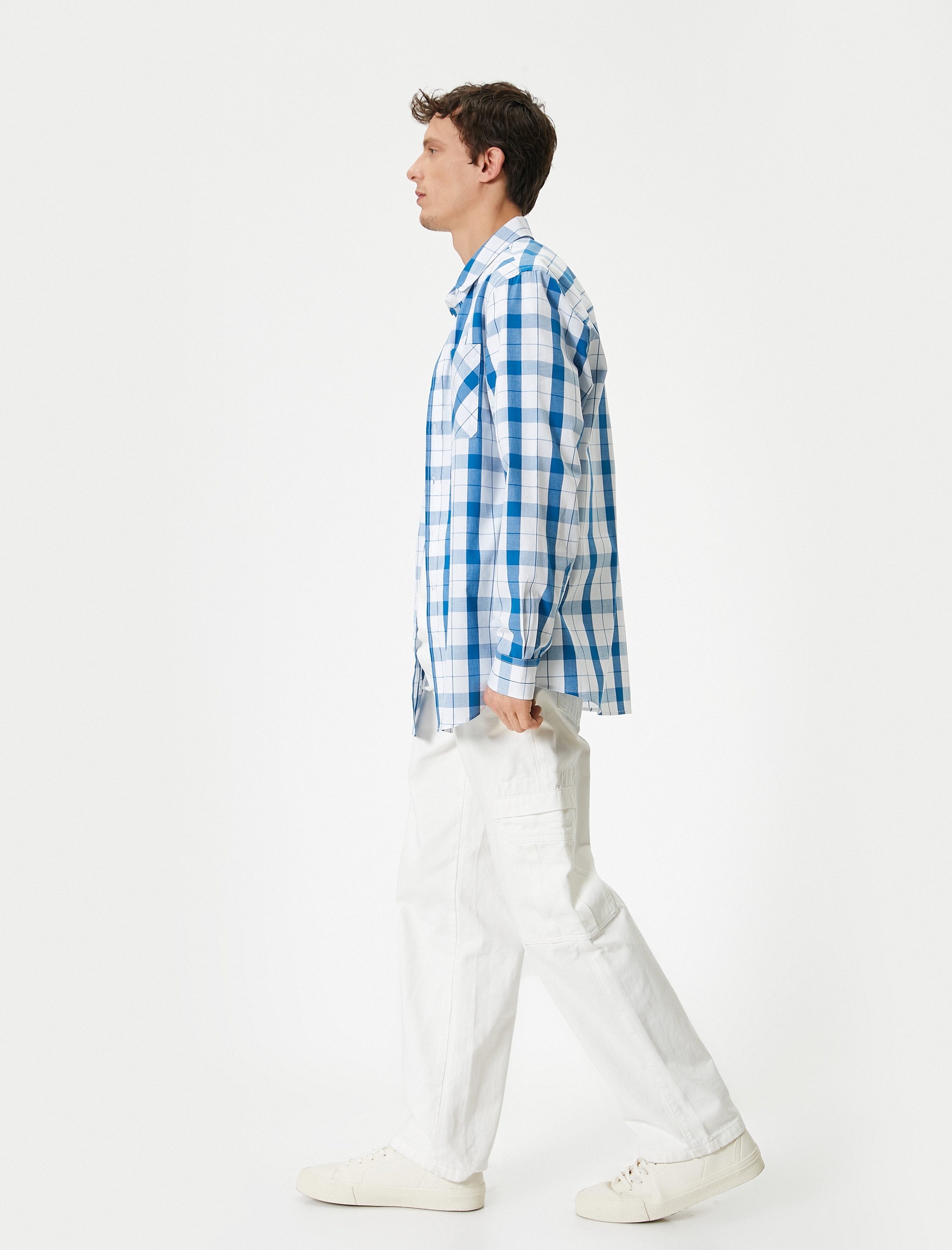   Ekoseli Gömlek Cep Detaylı Klasik Yaka Düğmeli Regular Fit