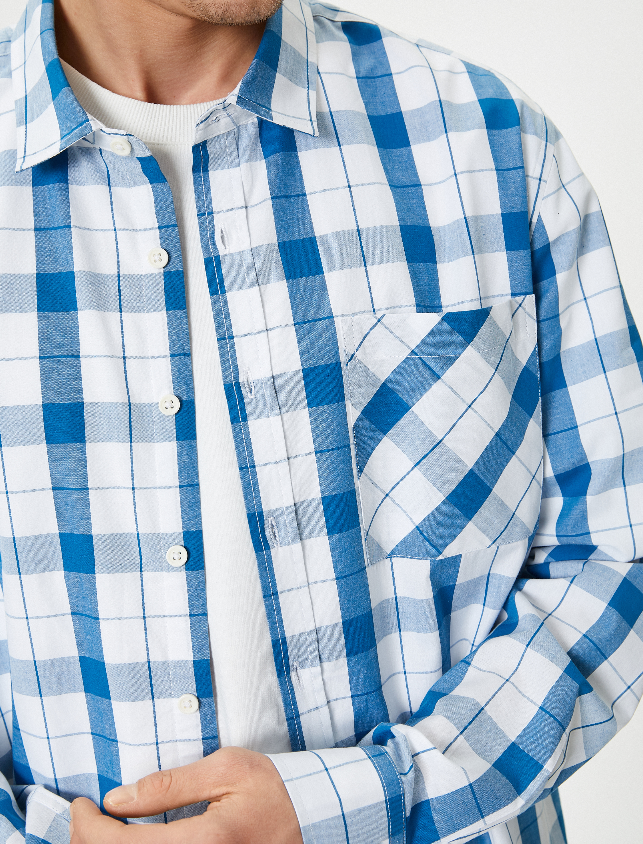   Ekoseli Gömlek Cep Detaylı Klasik Yaka Düğmeli Regular Fit