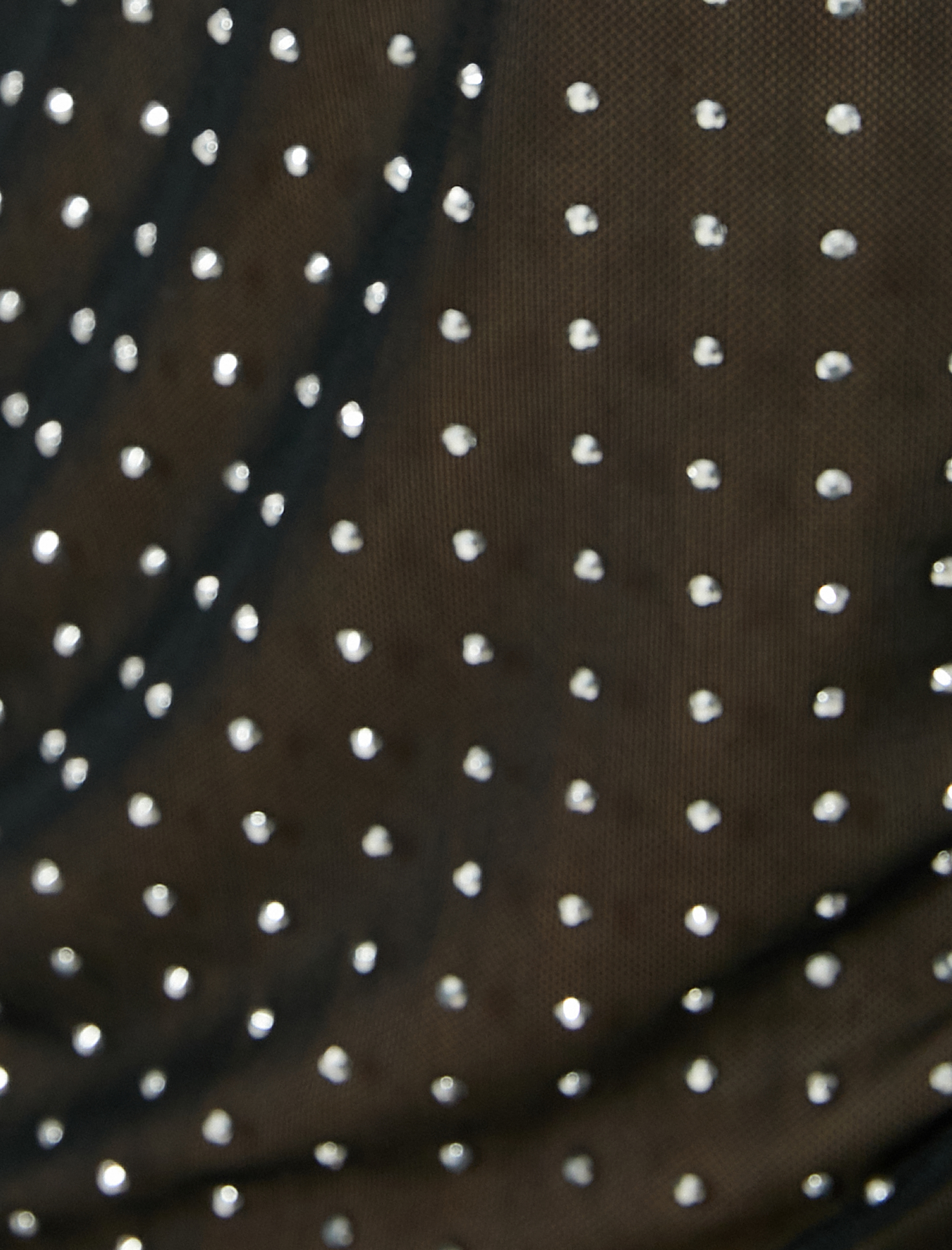   Taşlı Tül Abiye Bluz Uzun Kollu Yuvarlak Yaka Slim Fit