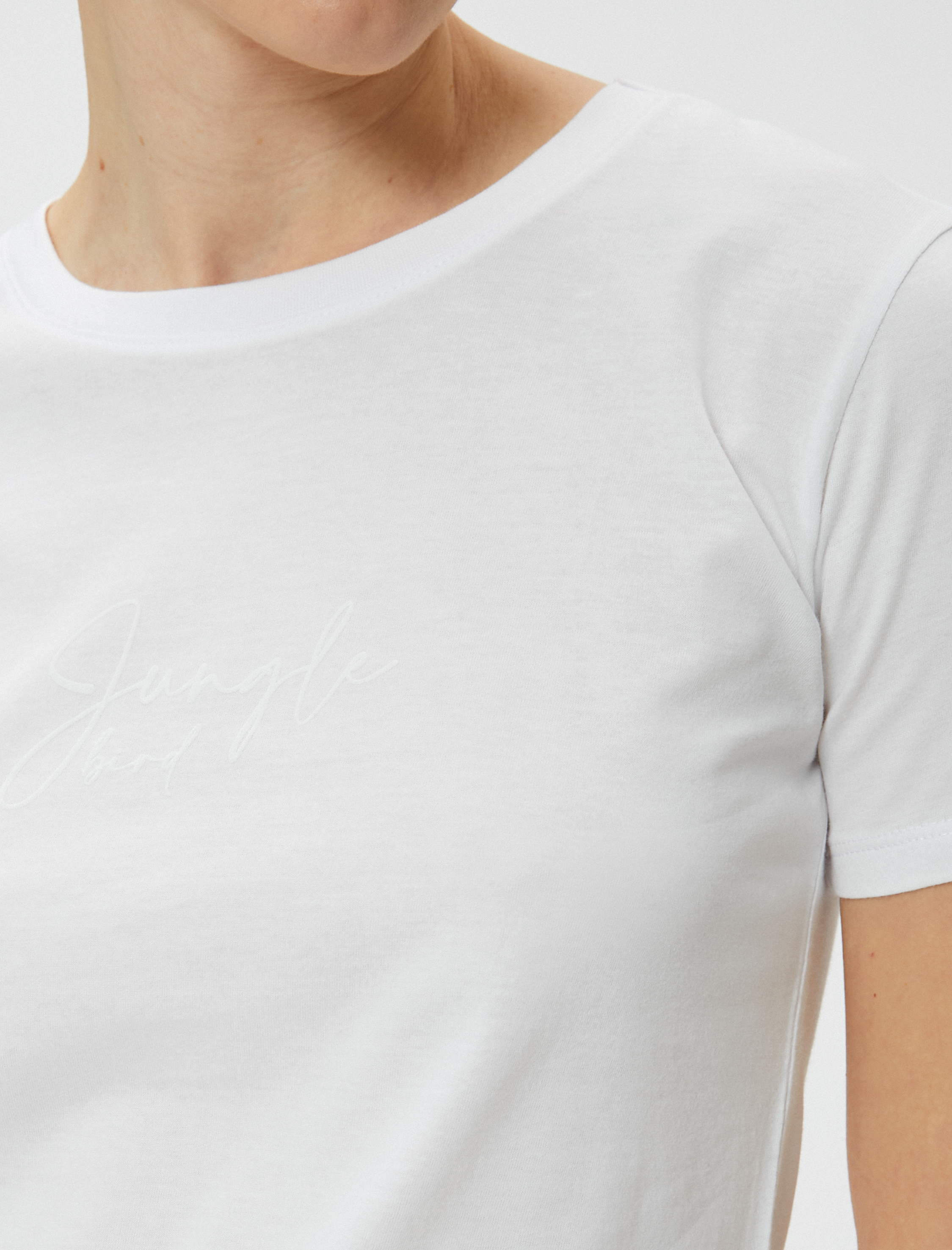   Tişört Slogan Baskılı Bisiklet Yaka Kısa Kollu Pamuklu