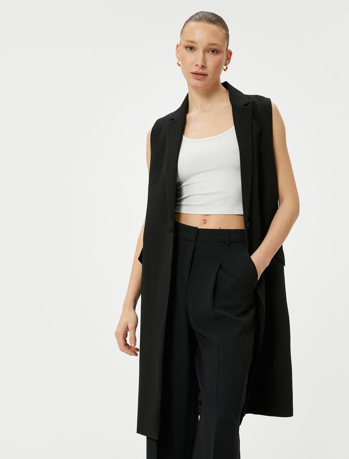  Uzun Yelek Kapaklı Cepli