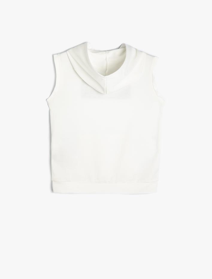 Erkek Çocuk Kapşonlu Sweatshirt Kolsuz Slogan Baskılı Kanguru Cepli