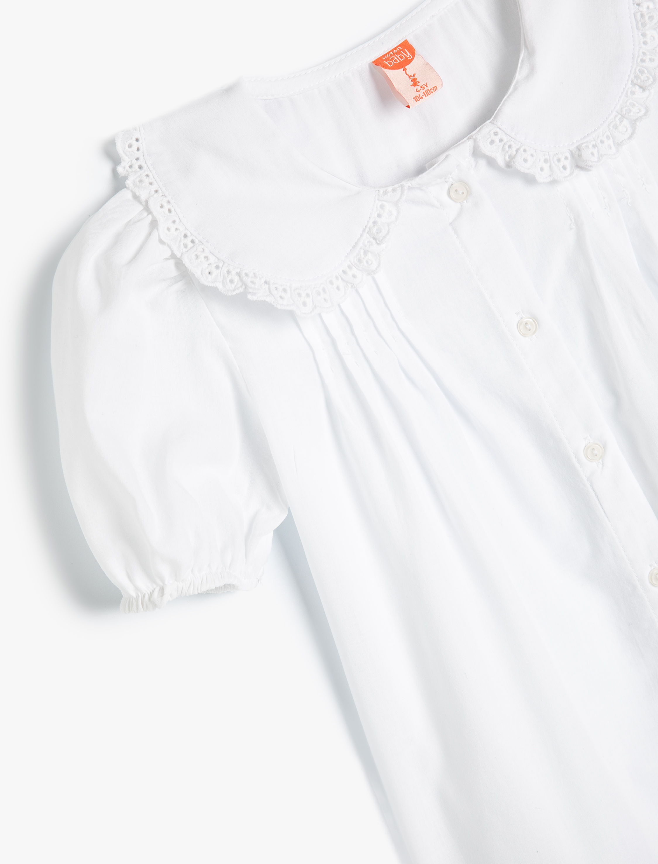 Kız Bebek Bebe Yaka Gömlek Kısa Kollu Pamuklu