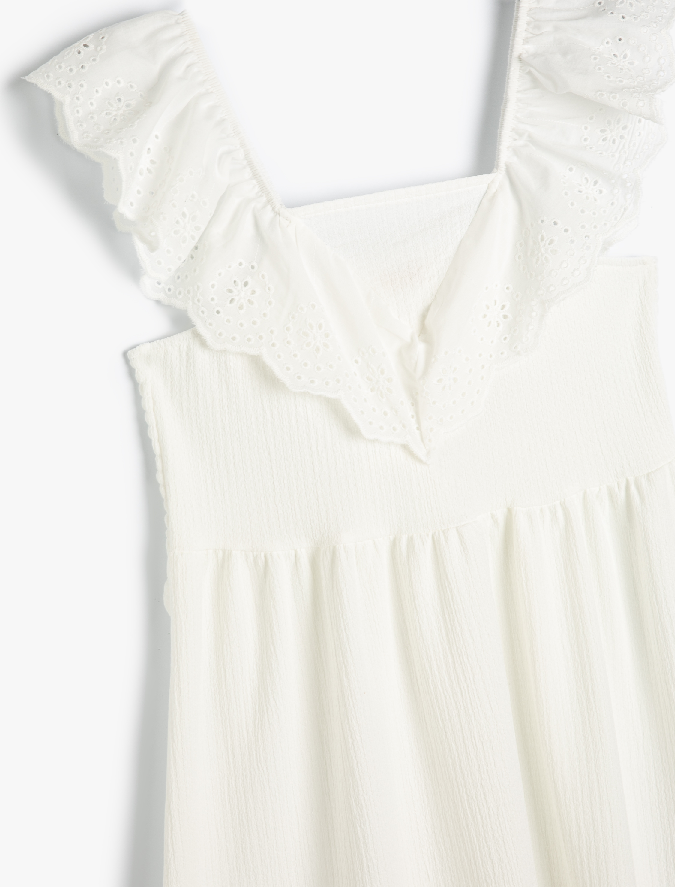  Kız Çocuk Elbise Kolsuz Fırfır Detaylı V Yaka