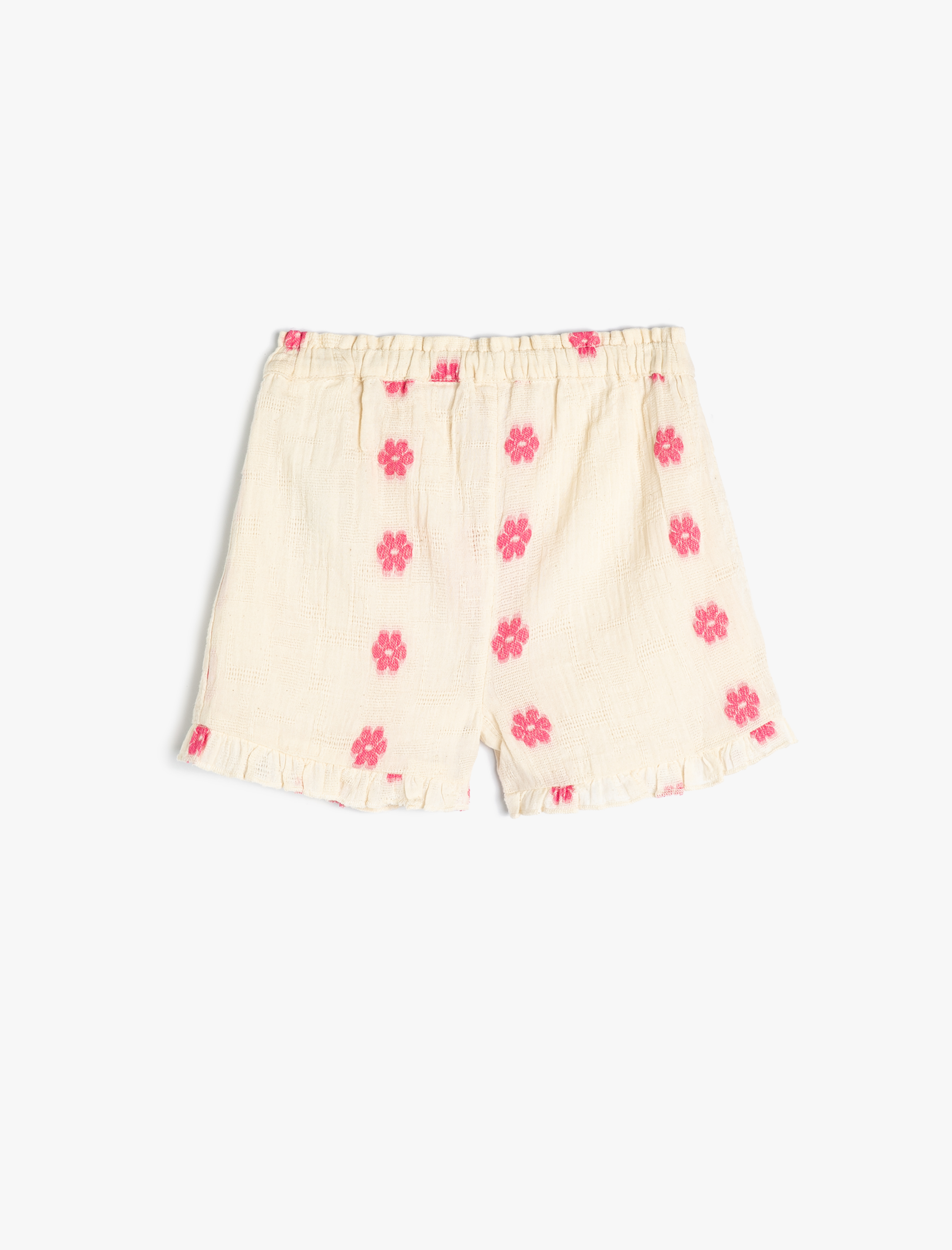  Kız Bebek Çiçekli Şort Fırfır Detaylı Pamuklu