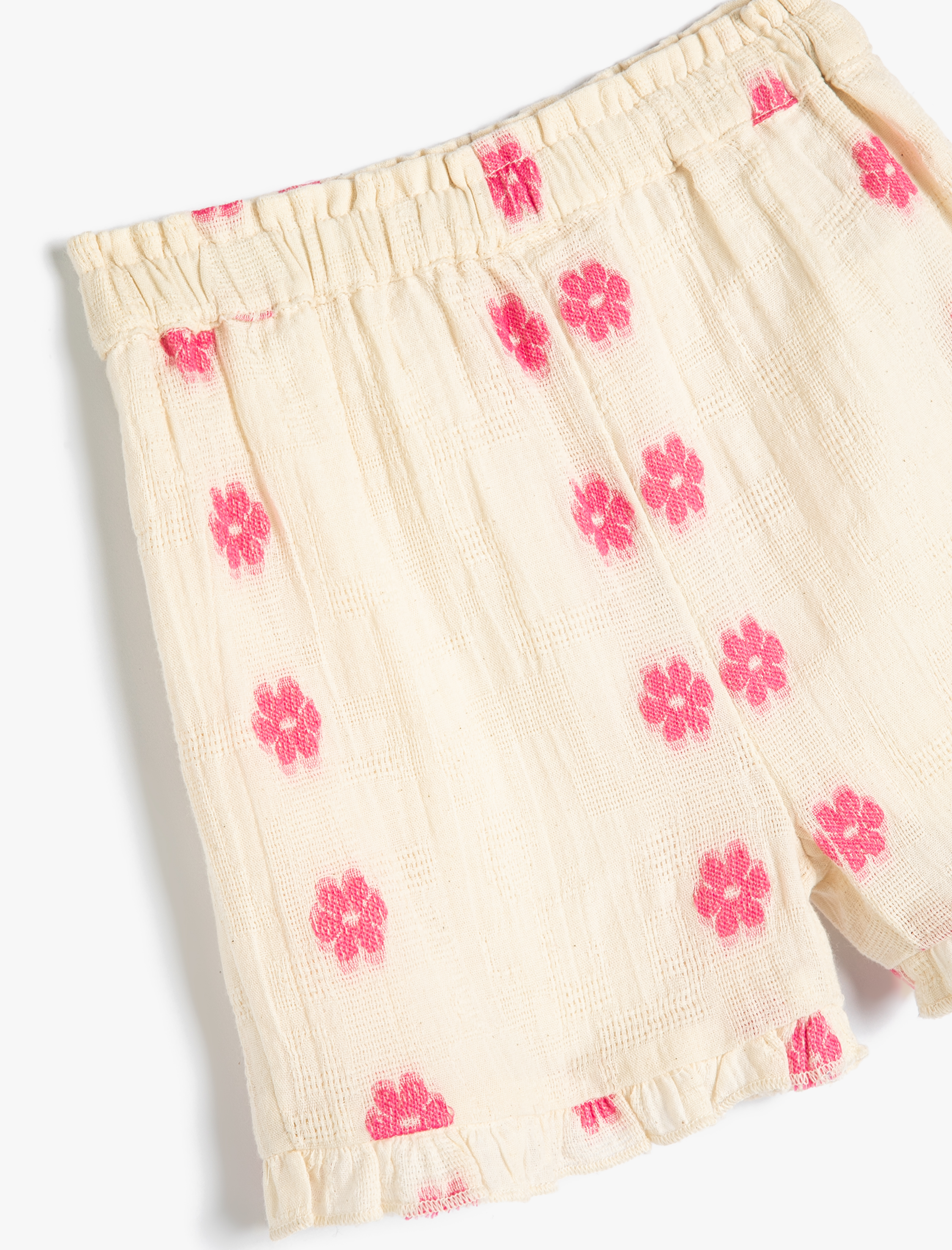  Kız Bebek Çiçekli Şort Fırfır Detaylı Pamuklu