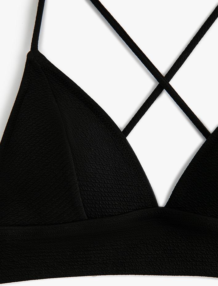  Üçgen Bikini Üstü Dokulu Çapraz Askılı Kaplı