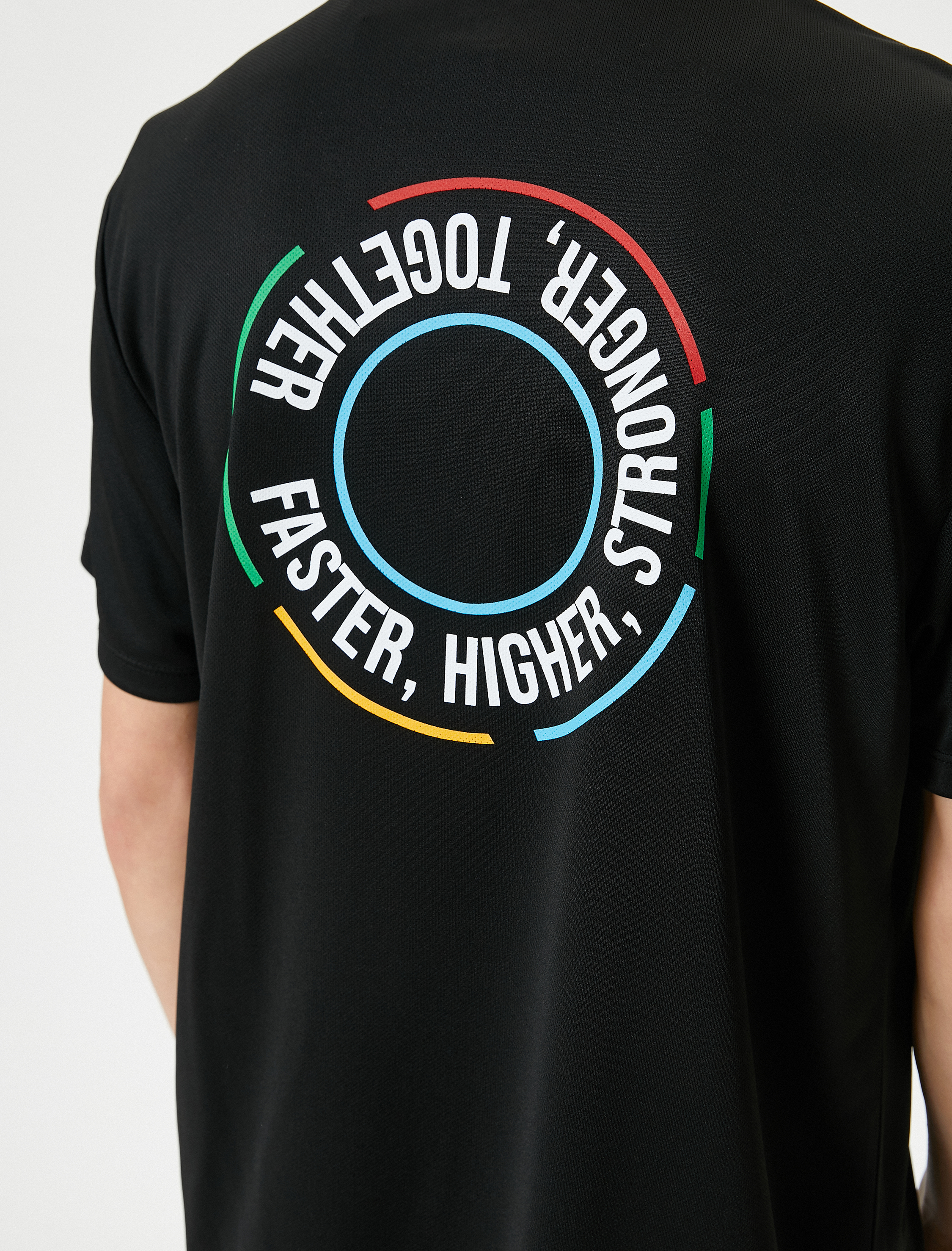   Spor Tişört Arkası Baskılı Sloganlı Bisiklet Yaka Kısa Kollu