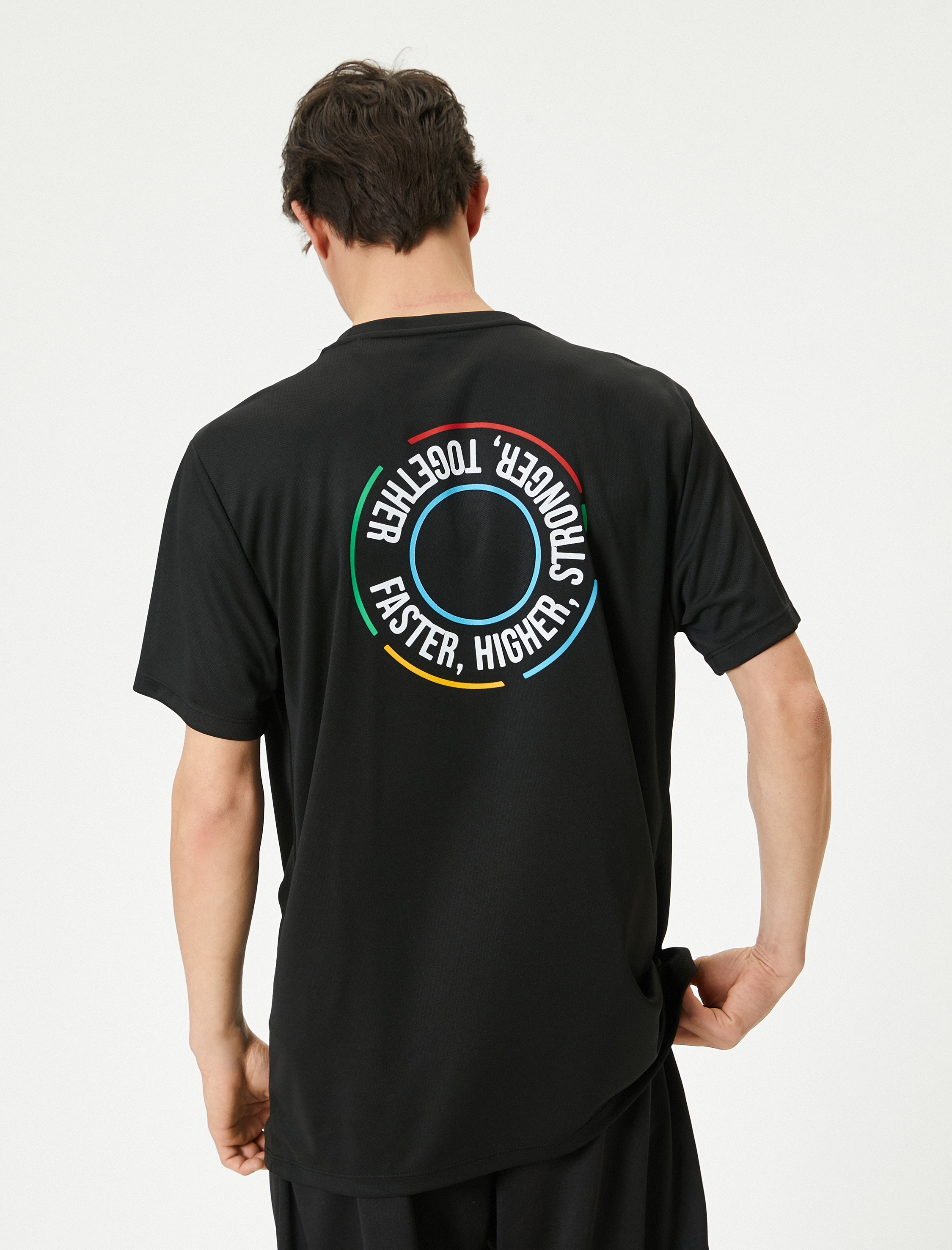   Spor Tişört Arkası Baskılı Sloganlı Bisiklet Yaka Kısa Kollu