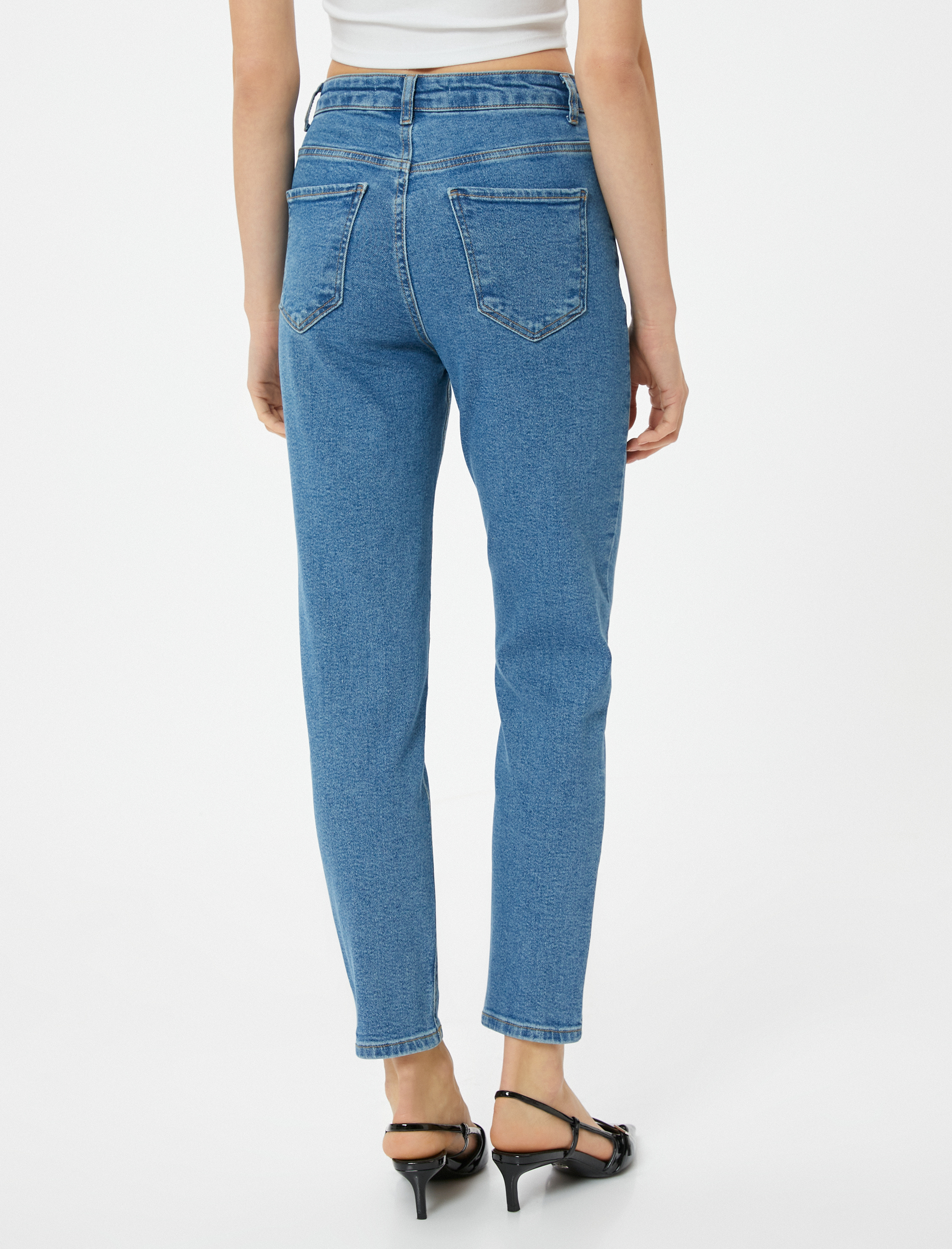   Dar Paça Kot Pantolon Pamuklu - Mom Slim Jeans