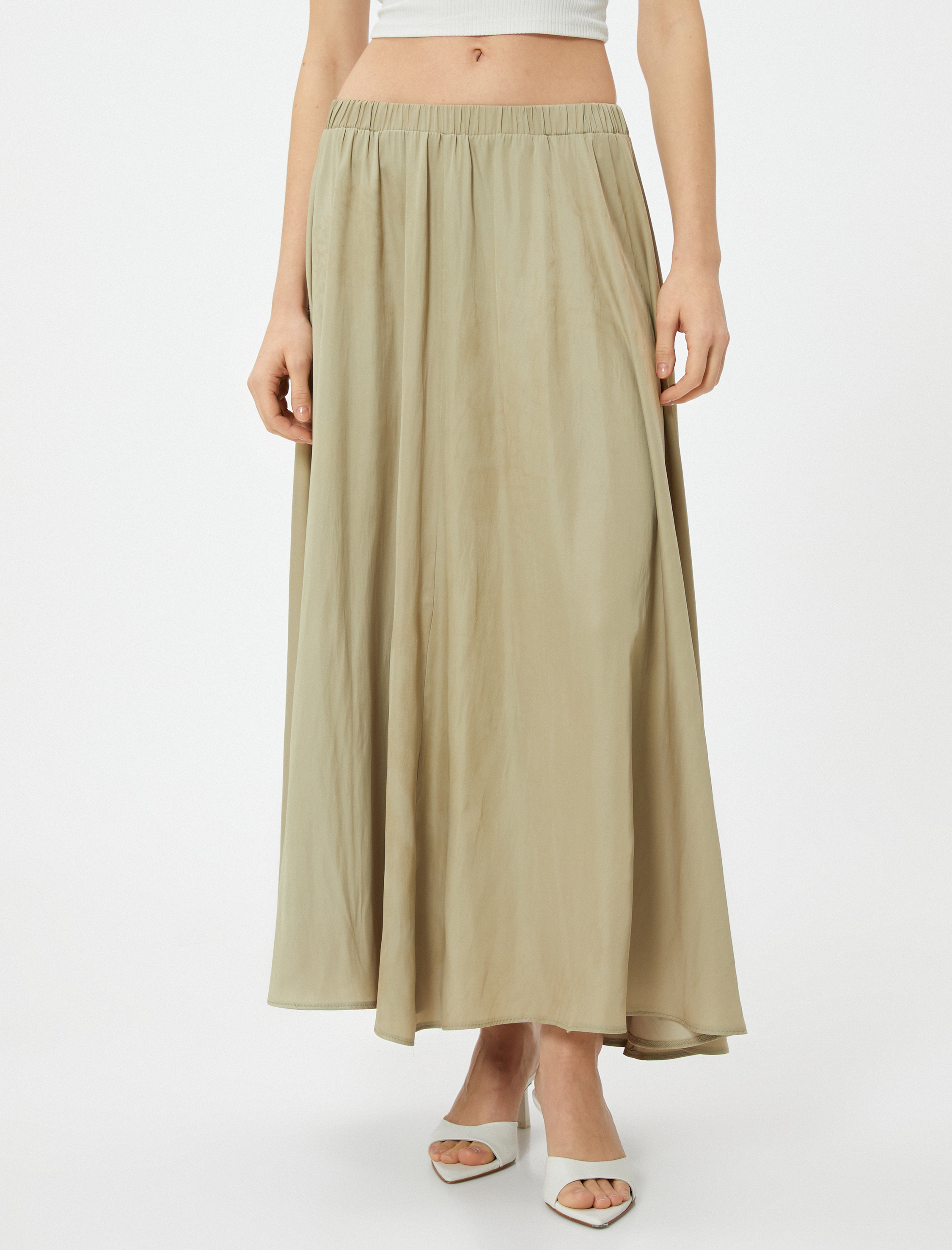   Uzun Etek Volanlı Beli Lastikli