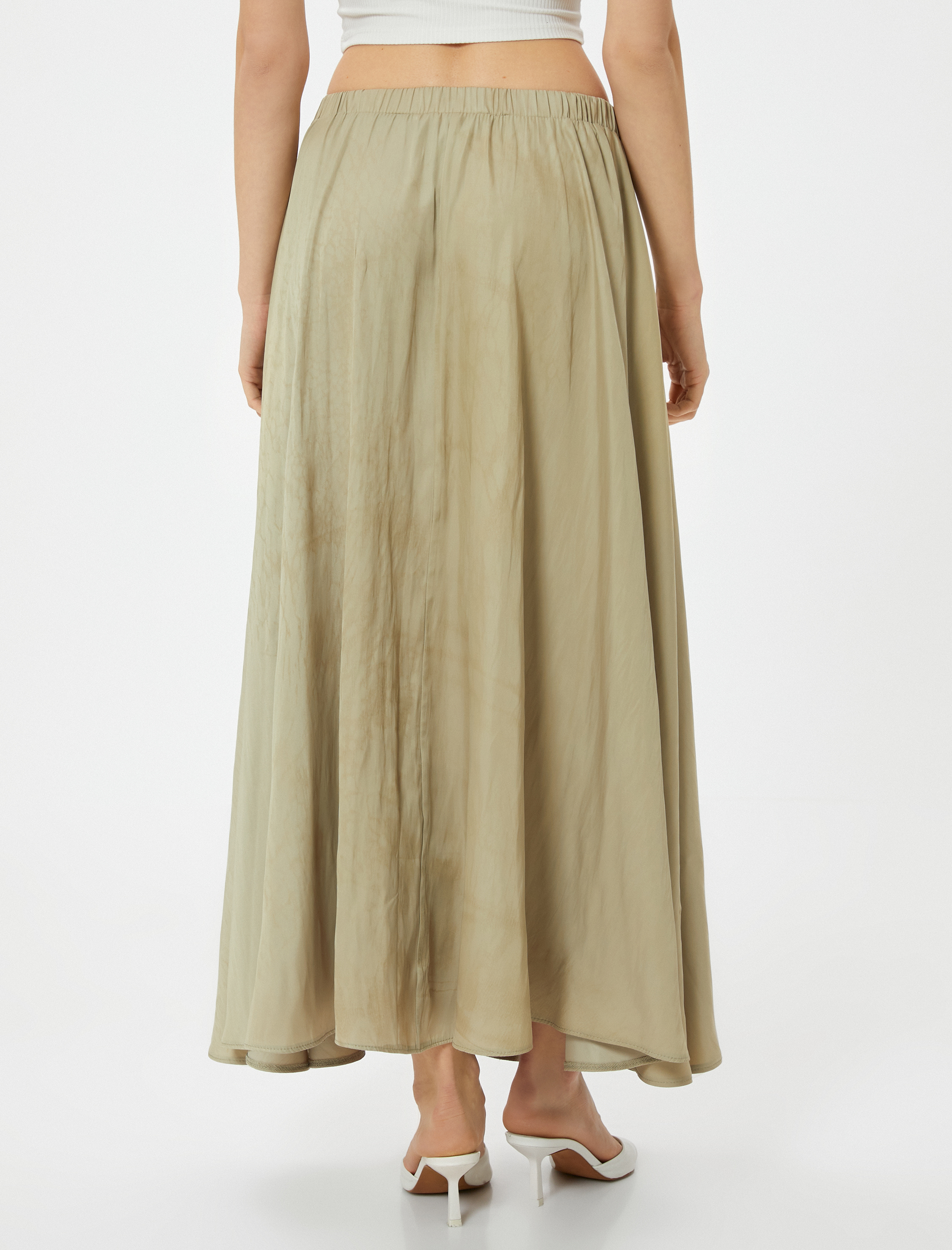   Uzun Etek Volanlı Beli Lastikli