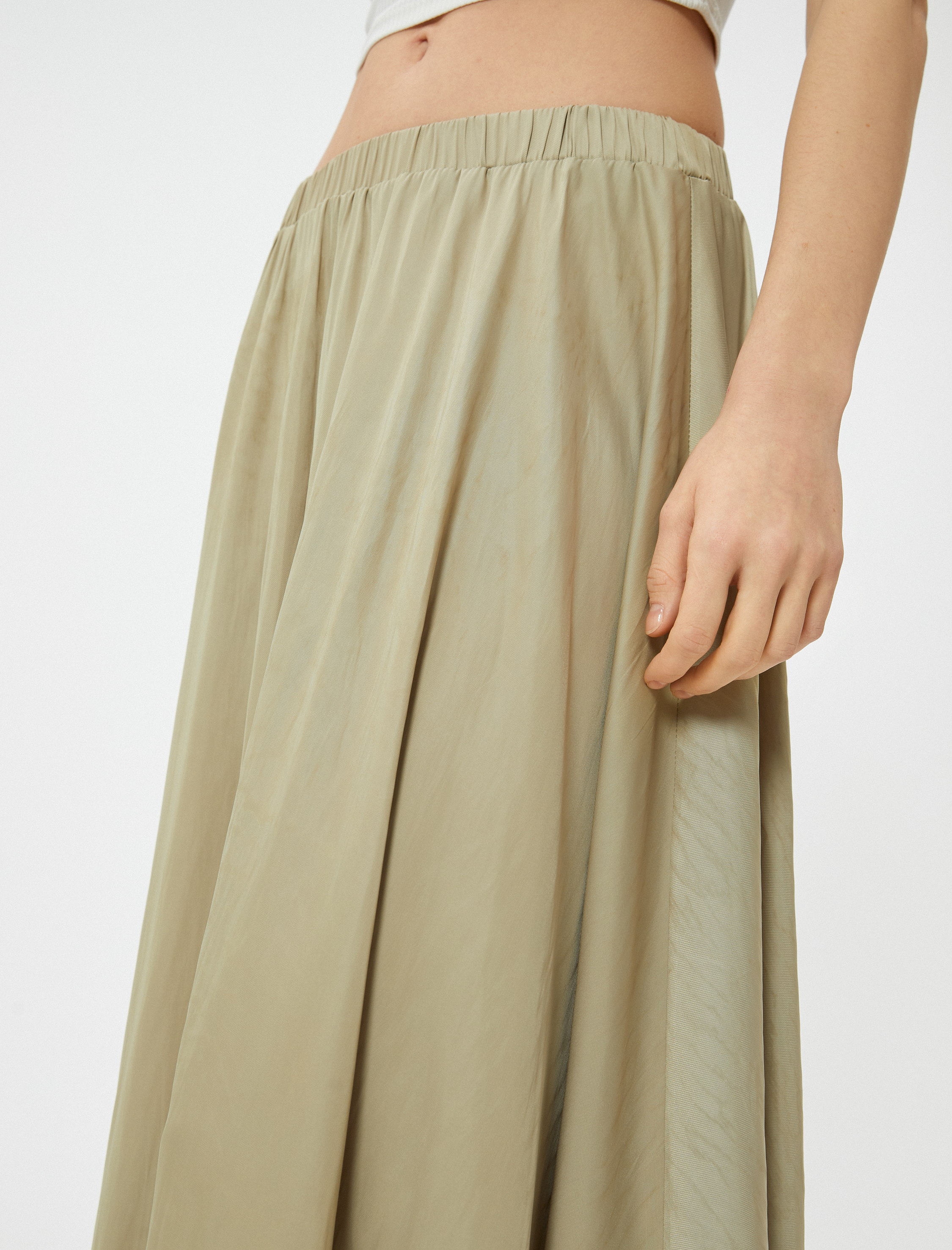   Uzun Etek Volanlı Beli Lastikli