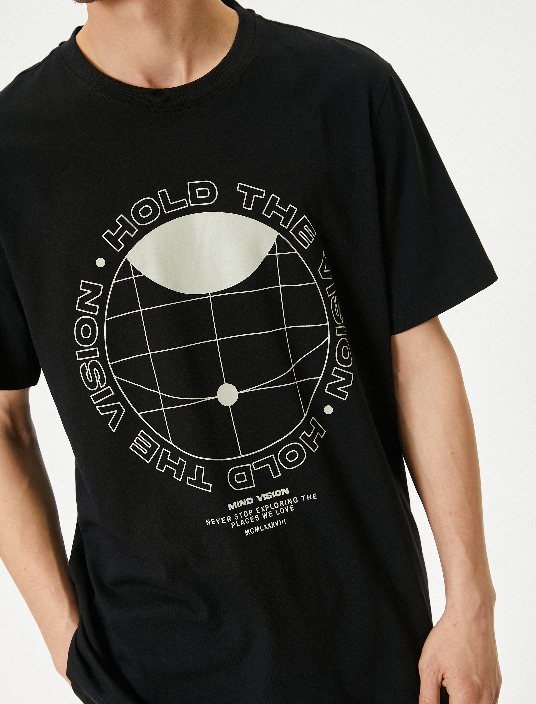   Slogan Baskılı Tişört Bisiklet Yaka Kısa Kollu Pamuklu