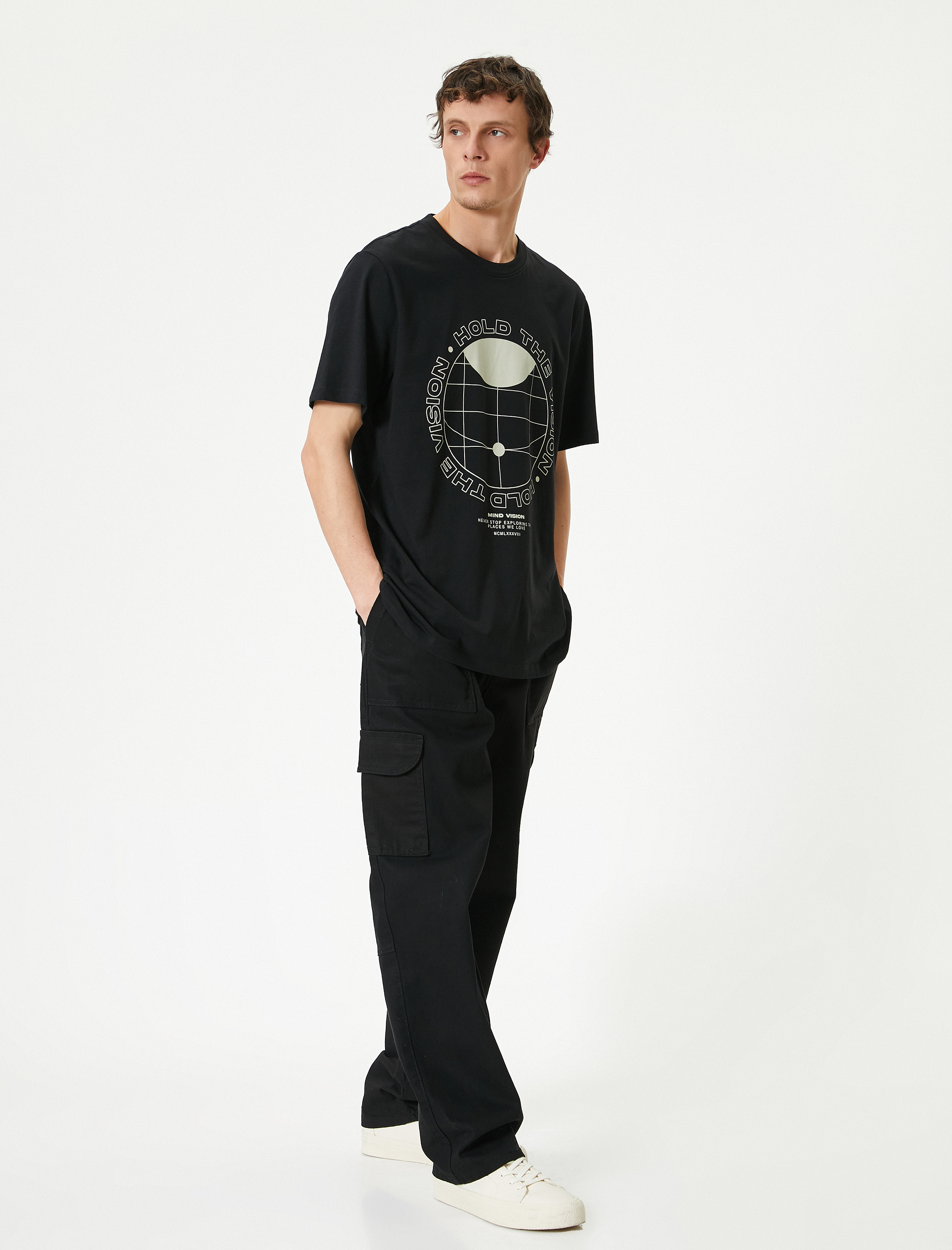   Slogan Baskılı Tişört Bisiklet Yaka Kısa Kollu Pamuklu