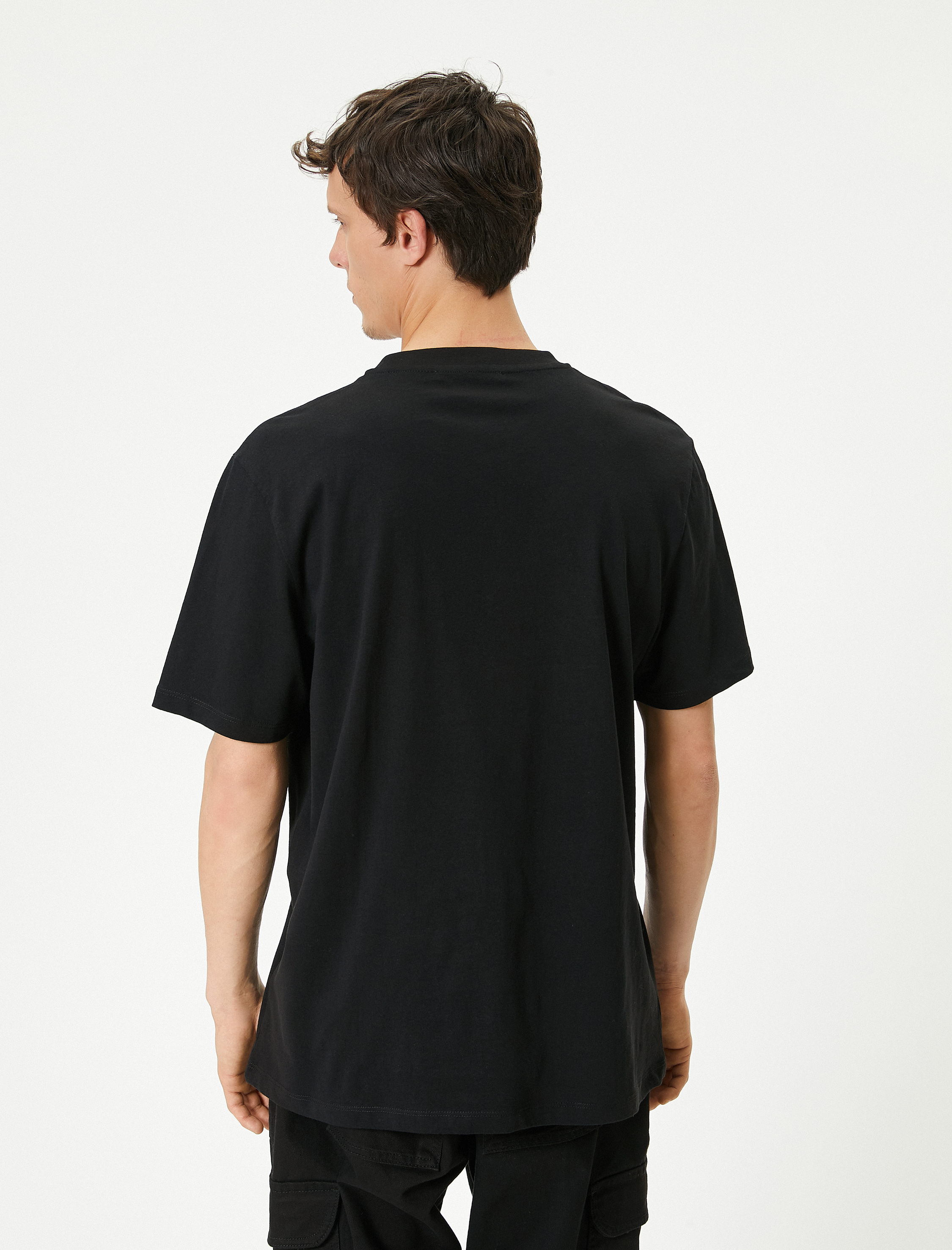   Slogan Baskılı Tişört Bisiklet Yaka Kısa Kollu Pamuklu