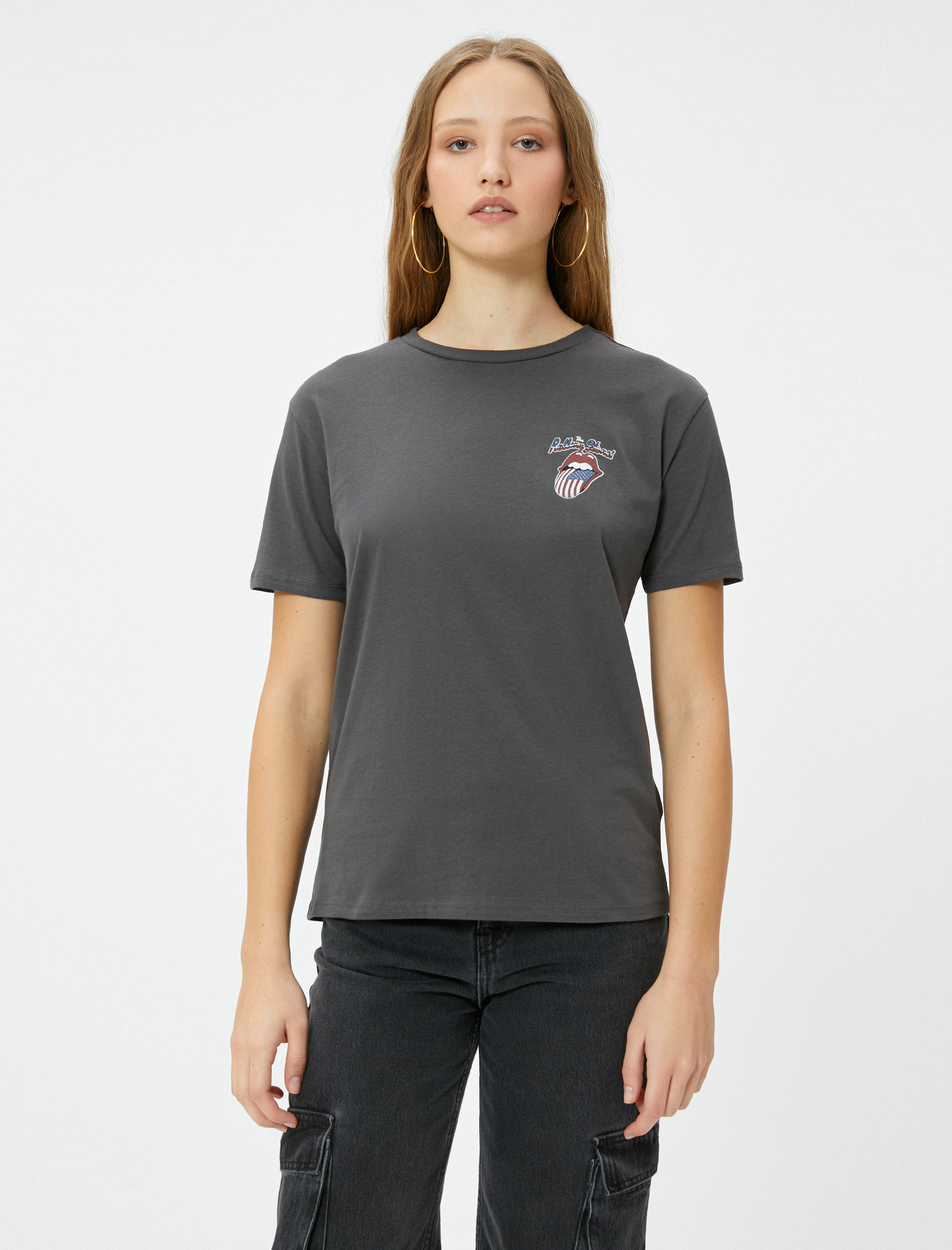   Rolling Stone Tişört Arkası Baskılı Lisanslı Kısa Kollu Bisiklet Yaka Pamuklu