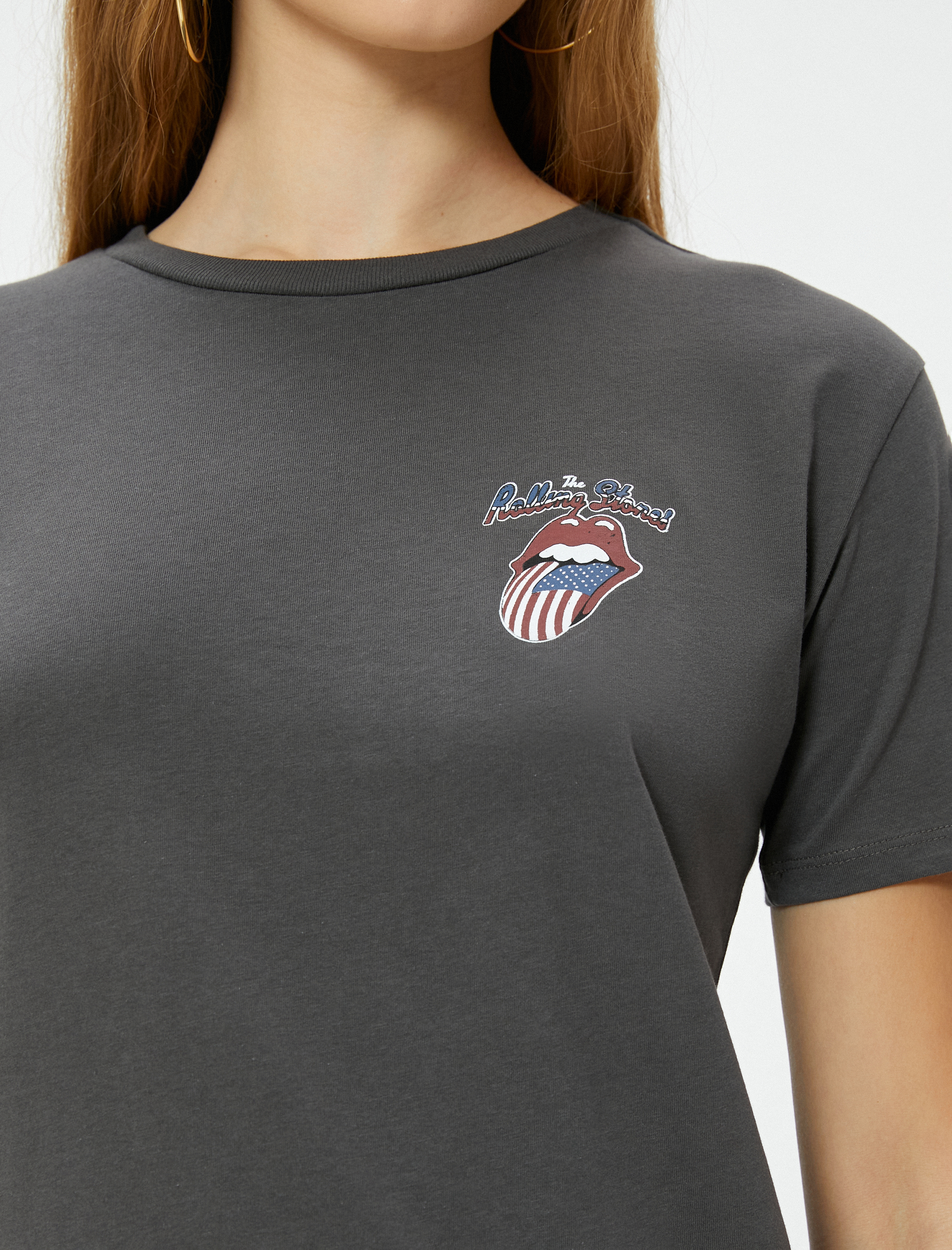   Rolling Stone Tişört Arkası Baskılı Lisanslı Kısa Kollu Bisiklet Yaka Pamuklu