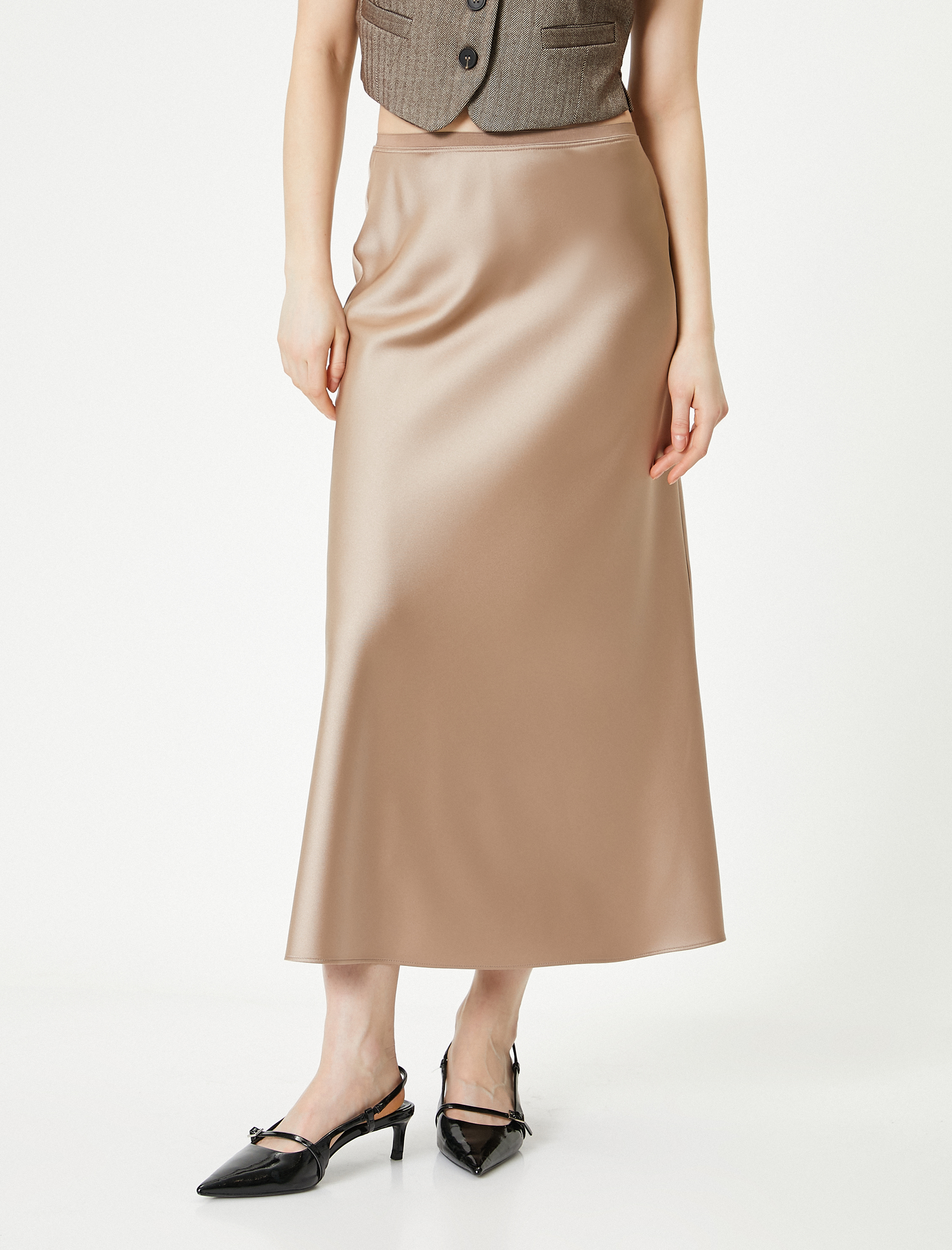   Midi Saten Etek Normal Bel