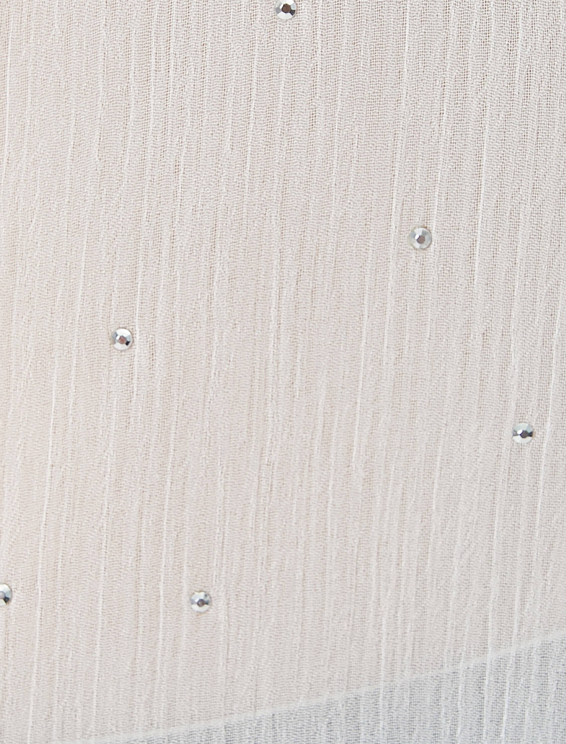   Fular Yaka Bluz Pencere Detaylı Kolsuz Taş Baskılı