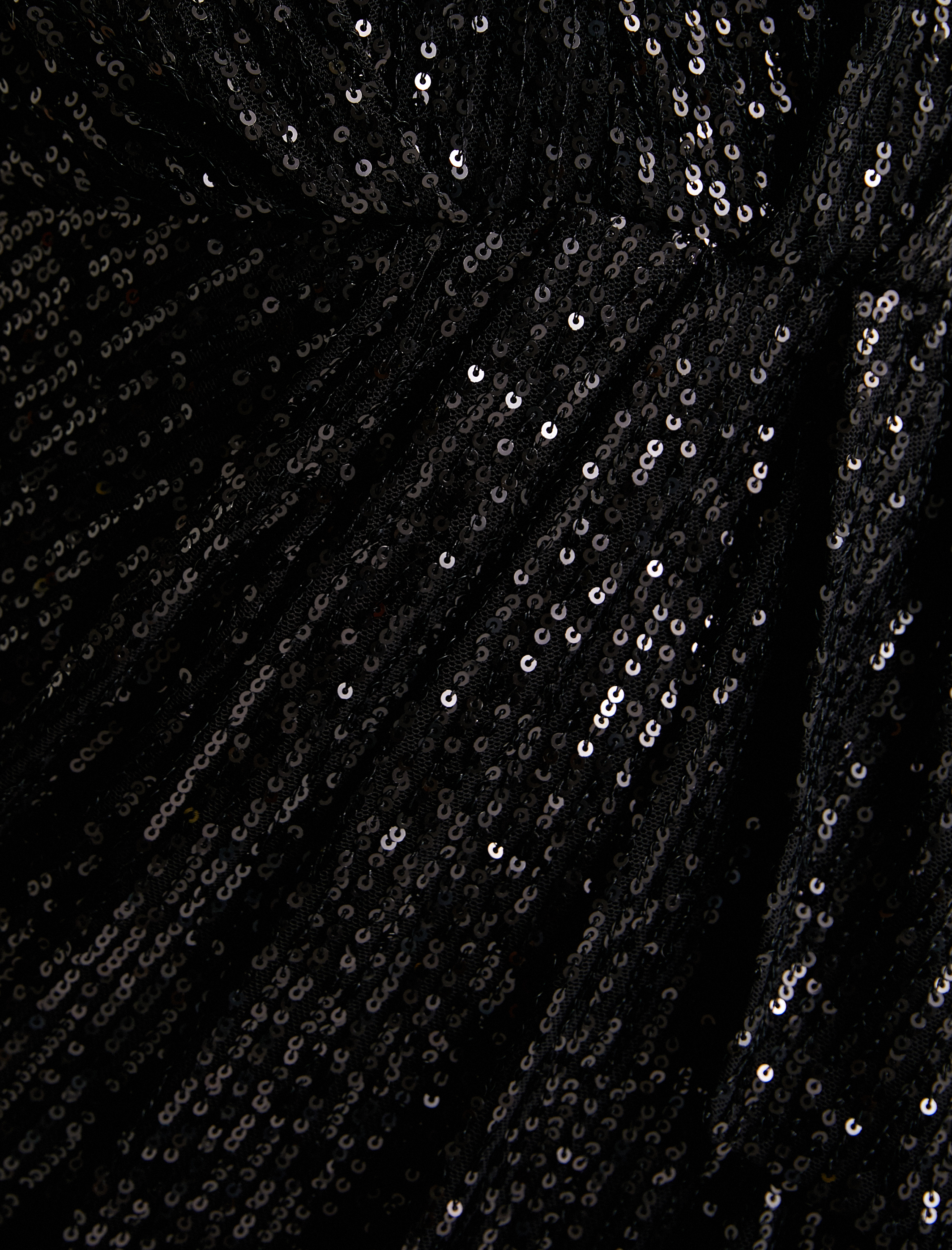   Pullu Payetli Abiye Elbise Midi Boy Kruvaze Yaka Derin Yırtmaçlı V Yaka