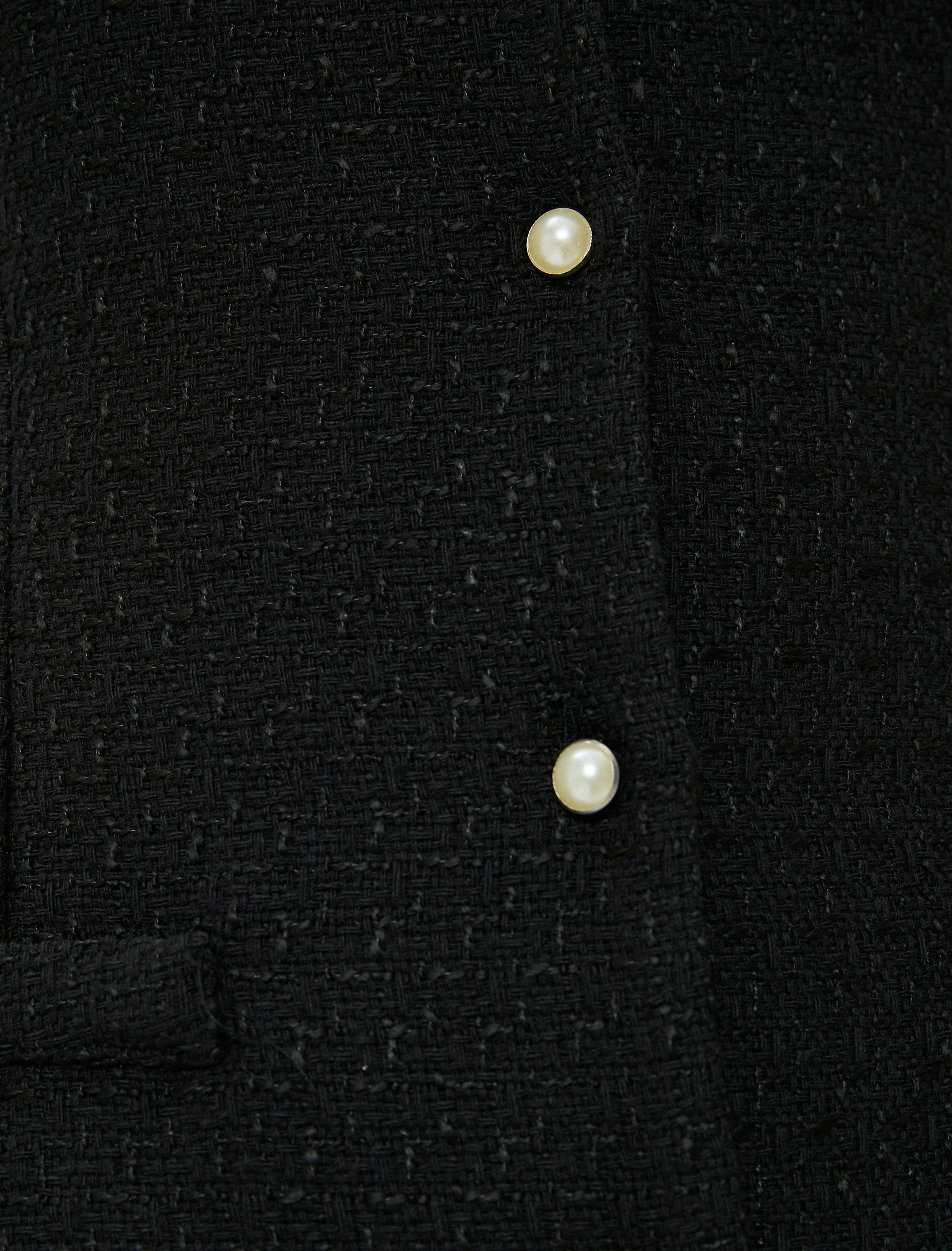   Mini Tüvit Elbise Salopet İnci Düğme Detaylı Cepli Slim Fit