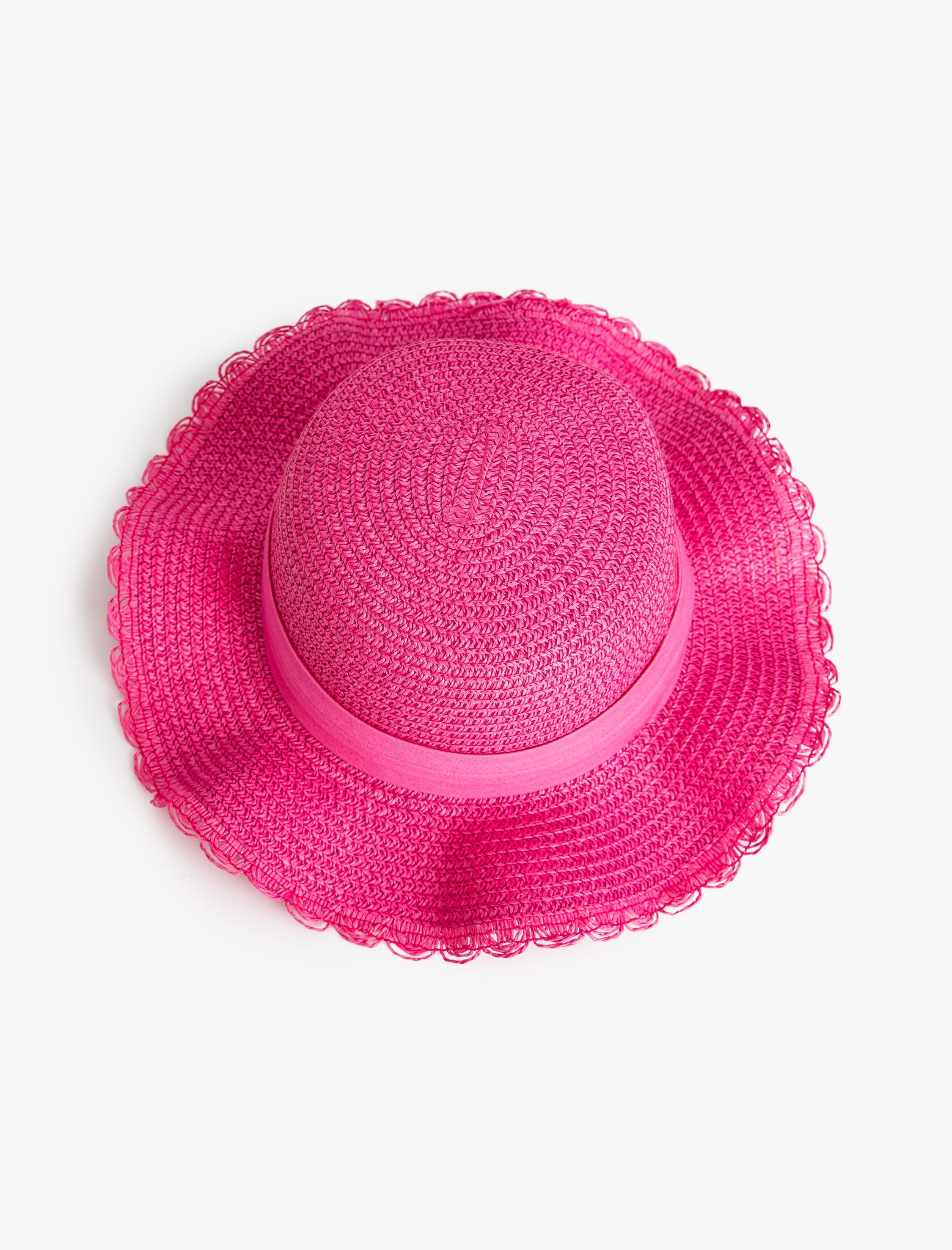  Kız Çocuk Hasır Şapka Bant Detaylı