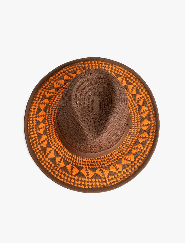 Kadın Hasır Şapka Desenli