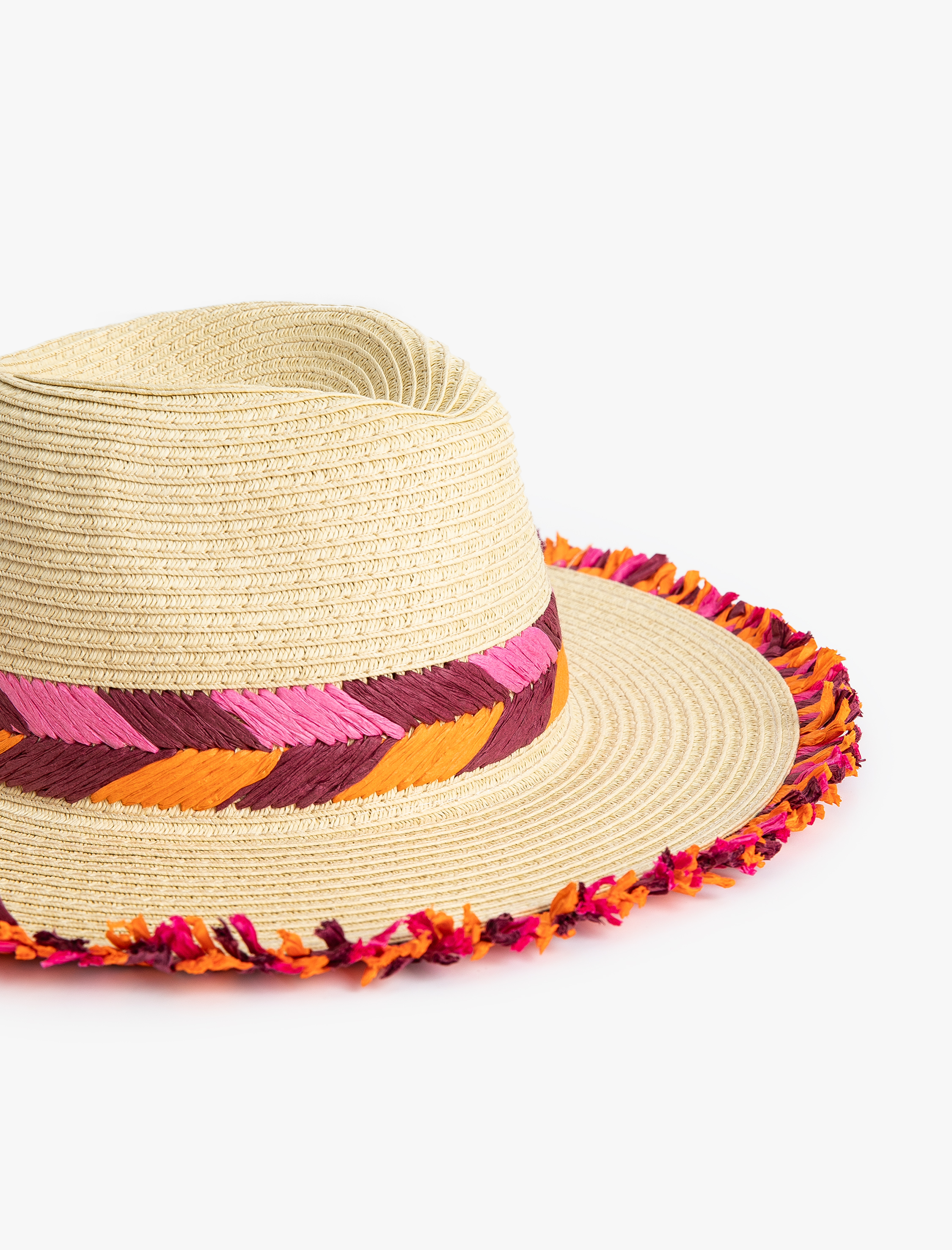  Kadın Fötr Hasır Şapka Örgü Detaylı - Koton X Sibil Çetinkaya