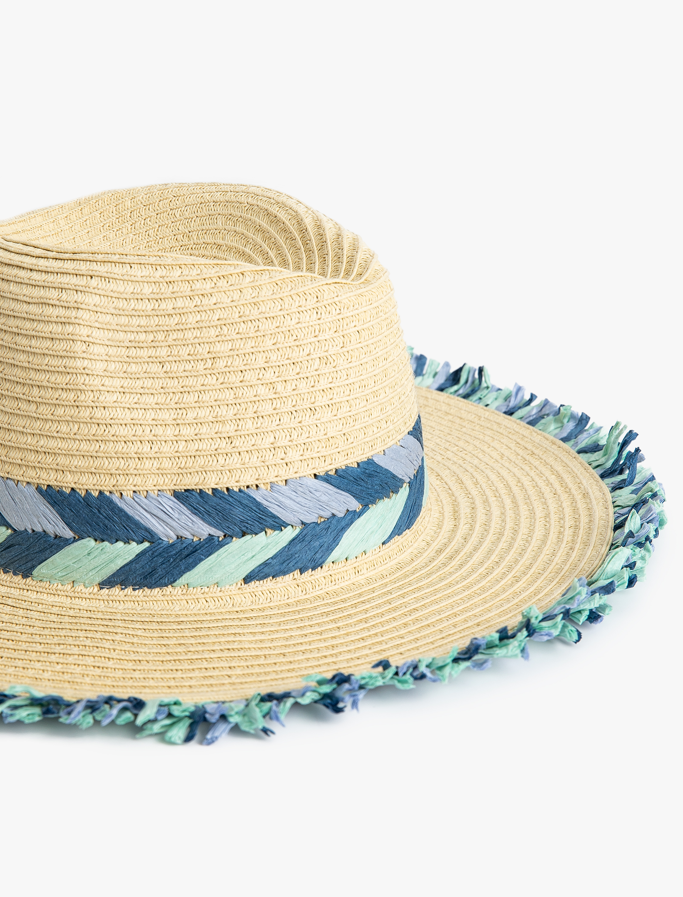  Kadın Fötr Hasır Şapka Örgü Detaylı - Koton X Sibil Çetinkaya