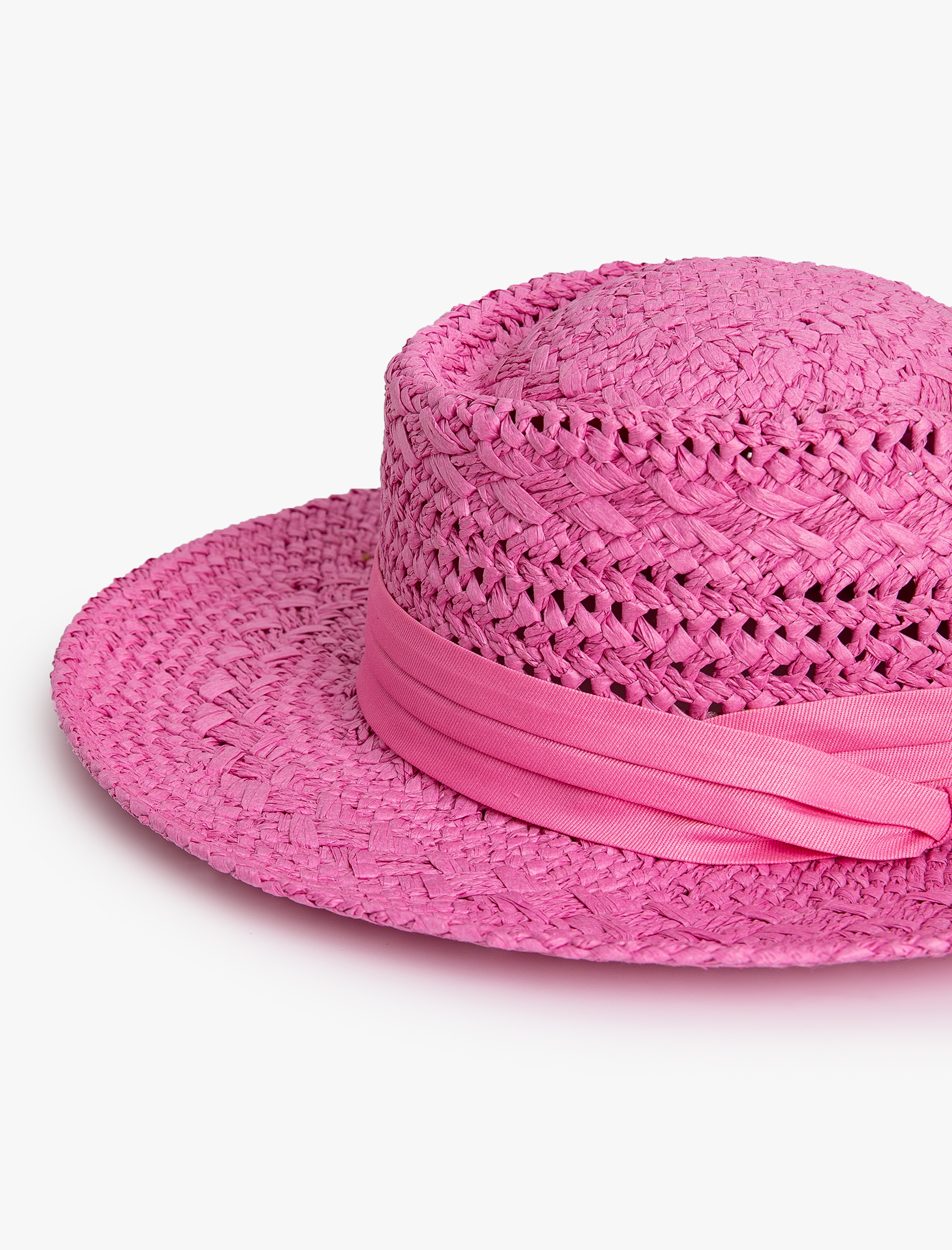  Kadın Hasır Şapka Bant Detaylı