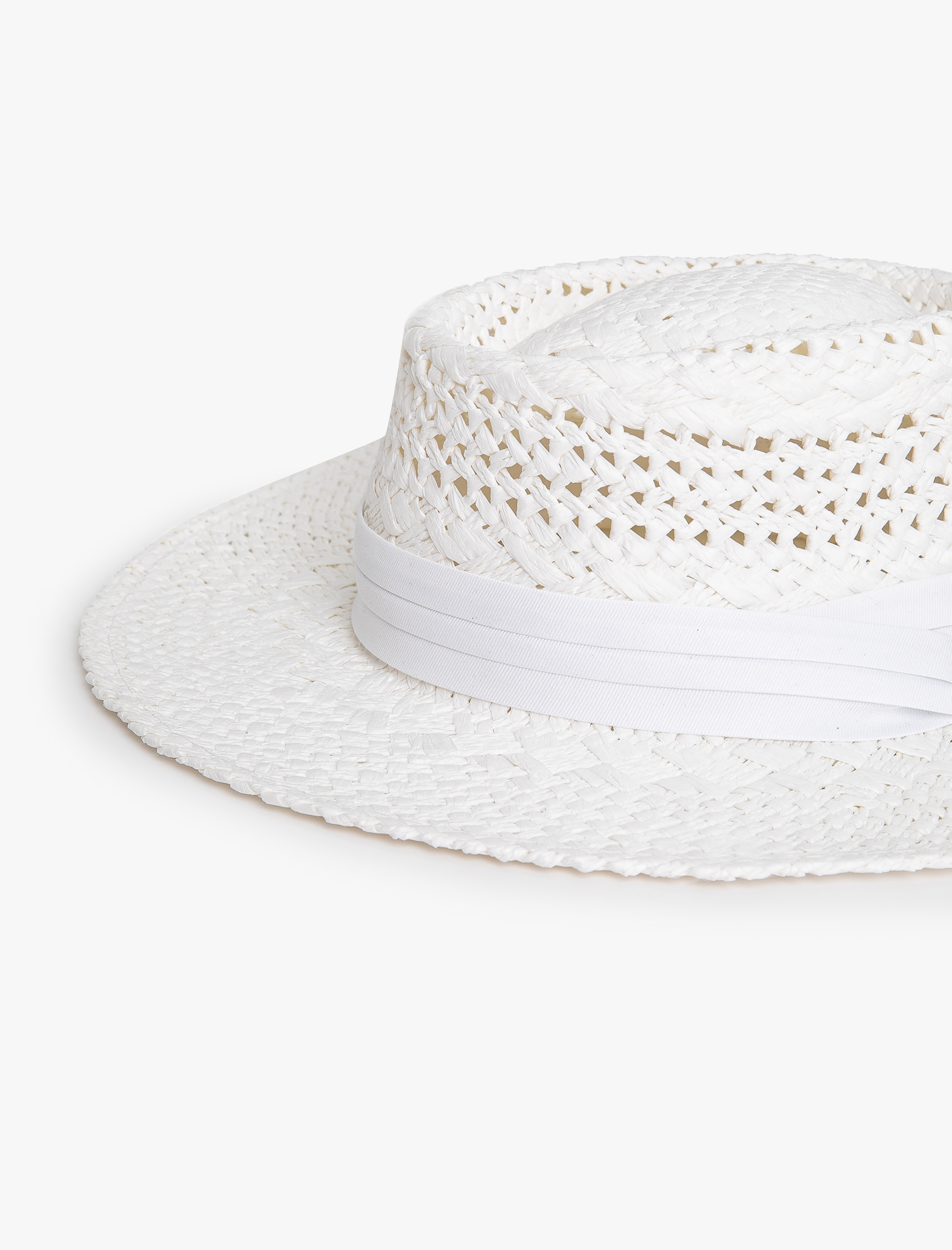  Kadın Hasır Şapka Bant Detaylı