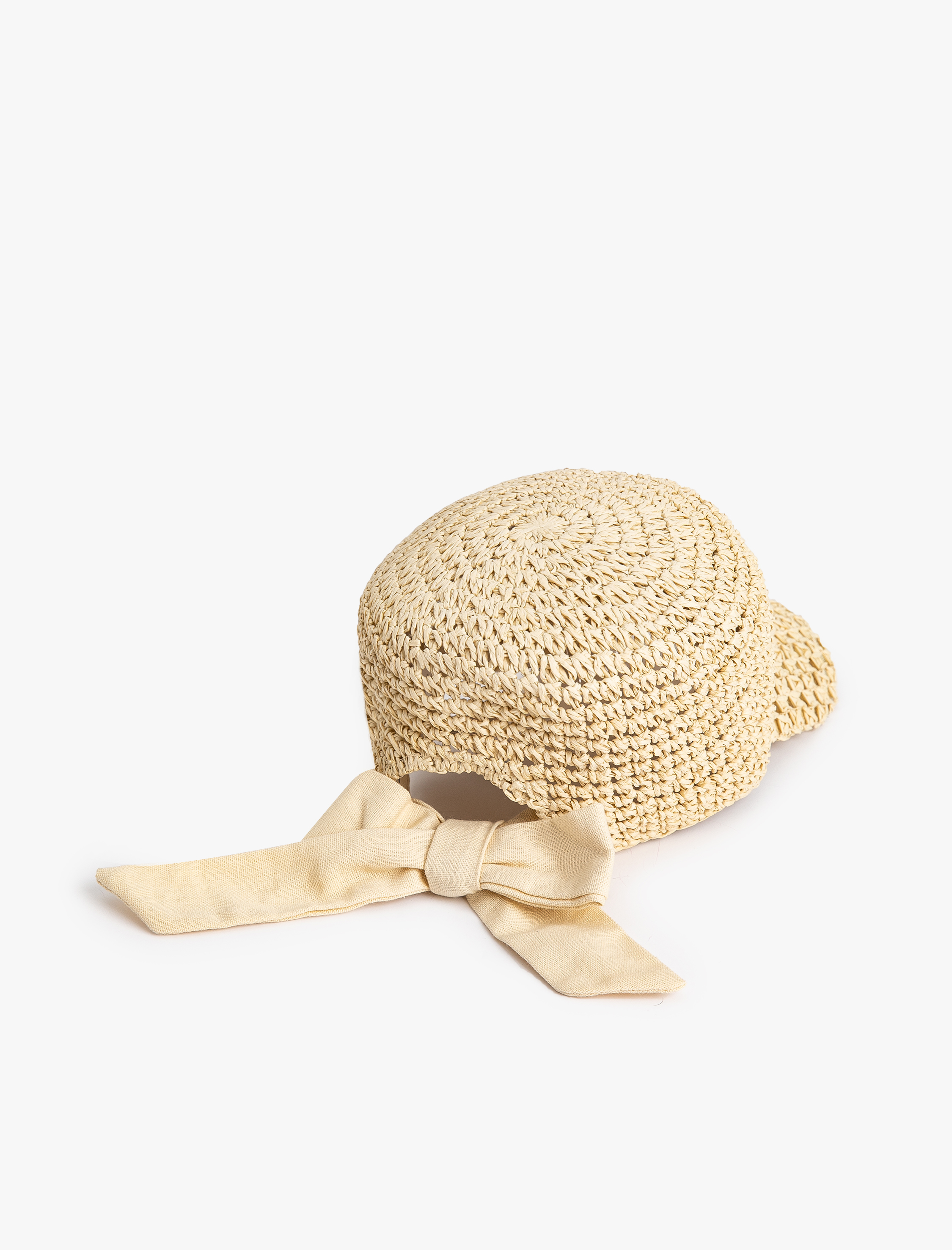  Kadın Hasır Kep Şapka Fiyonk Detaylı