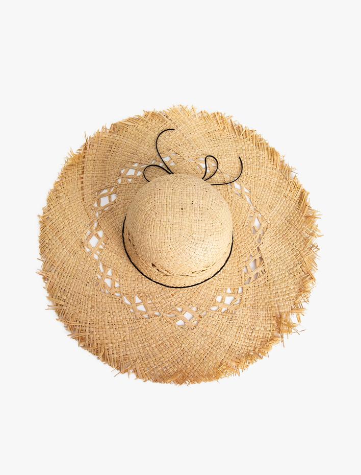 Kadın Hasır Şapka Püskül Detaylı