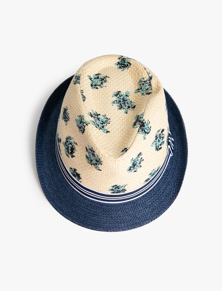 Erkek Çocuk Fötr Hasır Şapka Desenli