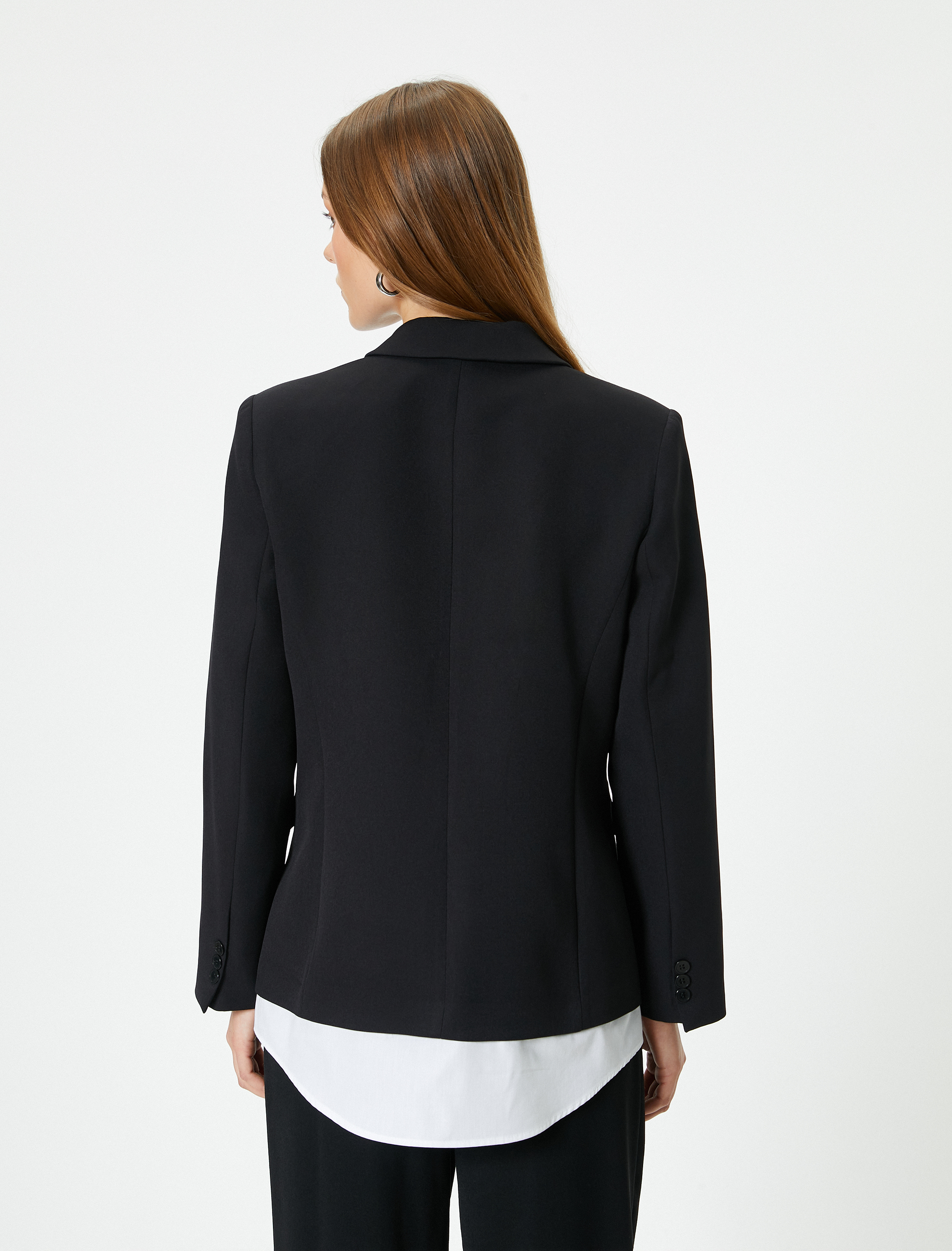   Blazer Ceket Kruvaze Düğmeli Cepli Gömlek Parça Görünümlü