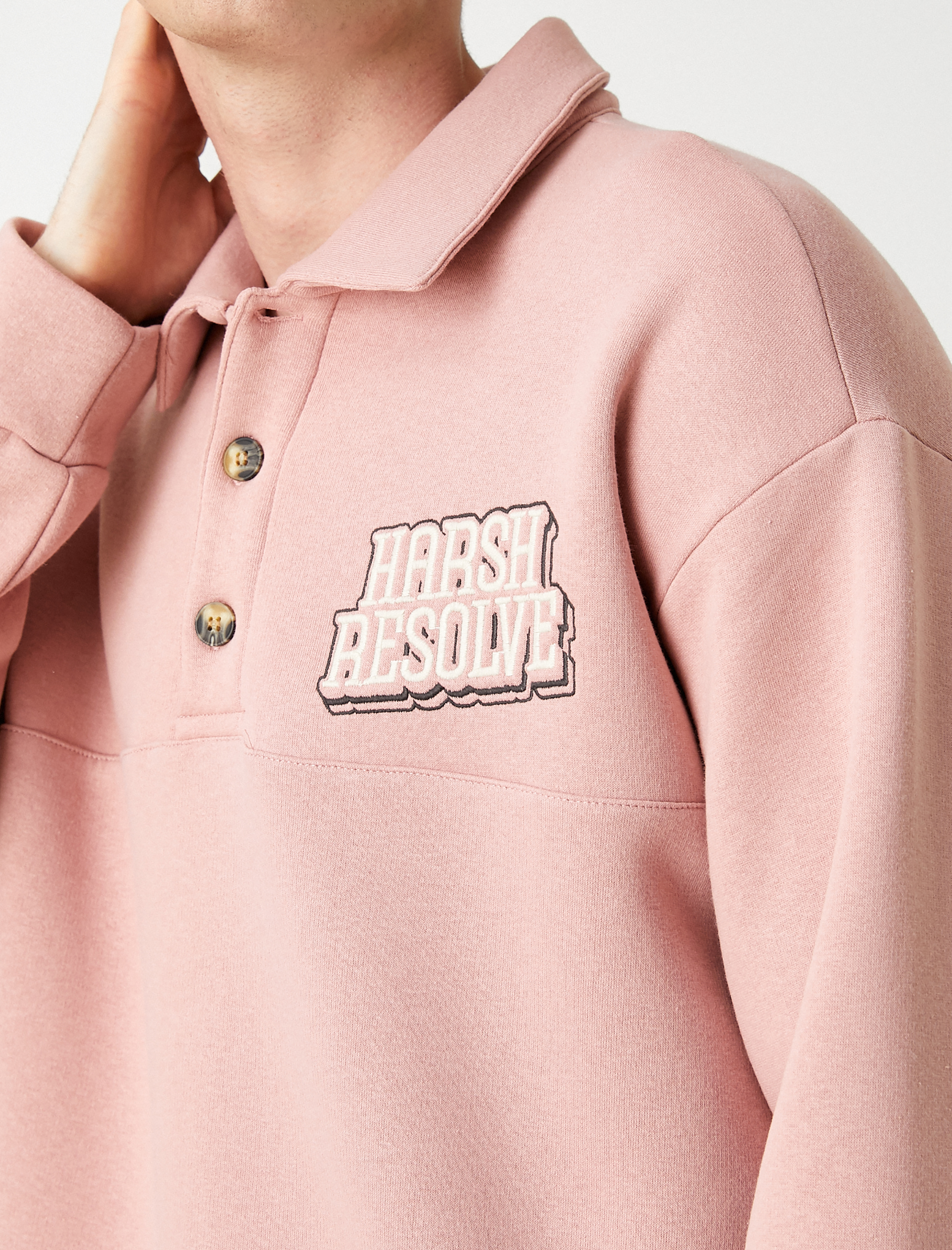   Gömlek Yaka Sweatshirt Şardonlu