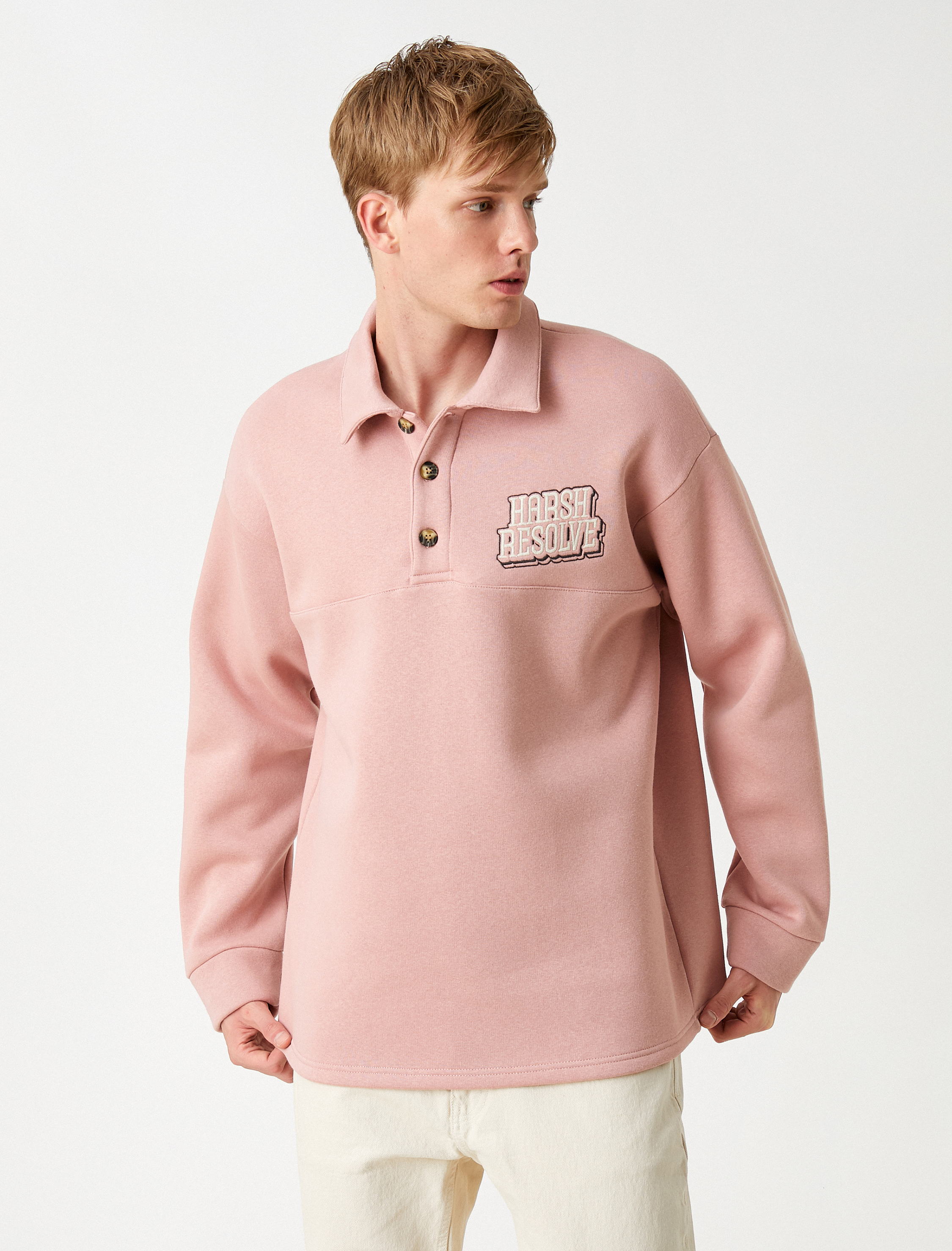   Gömlek Yaka Sweatshirt Şardonlu