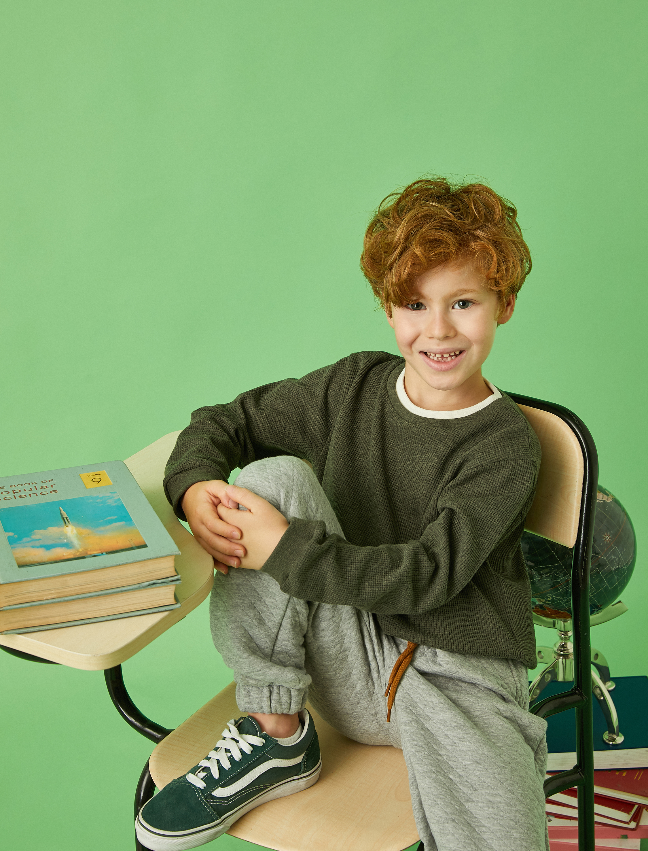  Erkek Çocuk Basic Sweatshirt Bisiklet Yaka